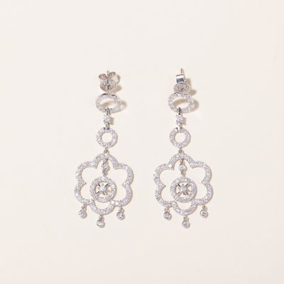 14k White Gold Drop Diamond Earrings | 1.69ctw