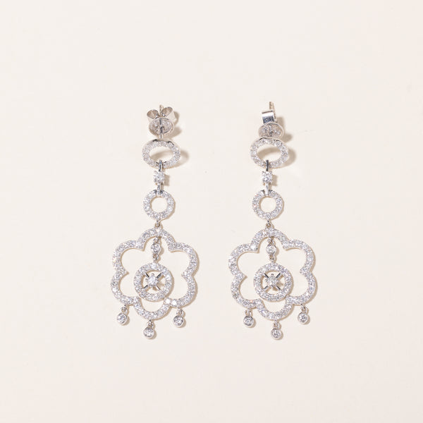 14k White Gold Drop Diamond Earrings | 1.69ctw