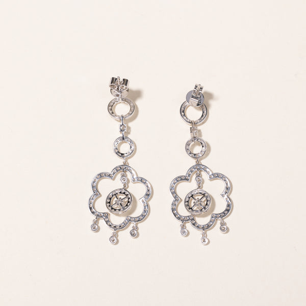 14k White Gold Drop Diamond Earrings | 1.69ctw