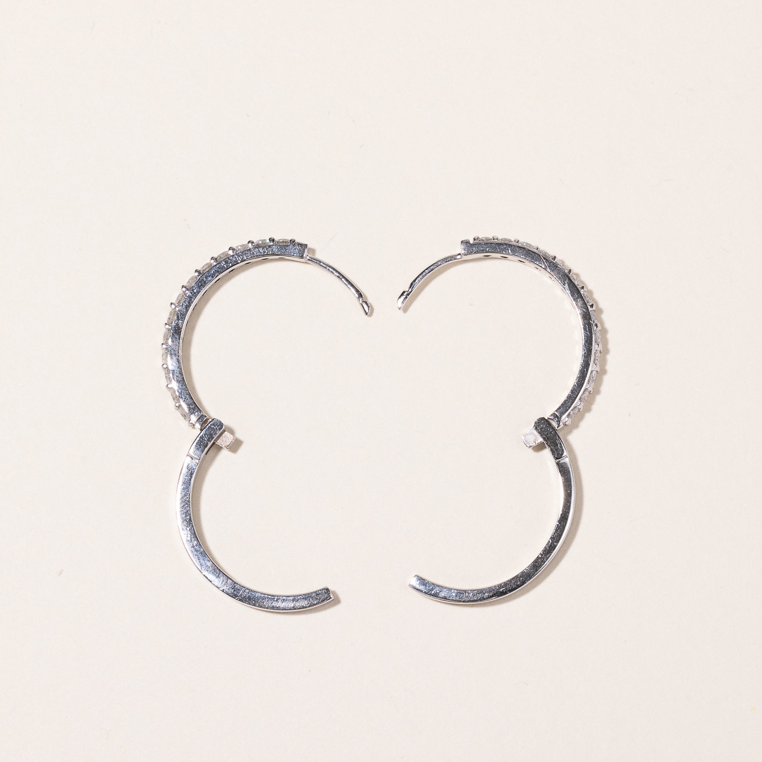 14k White Gold Diamond Huggie Earrings | 0.32ctw
