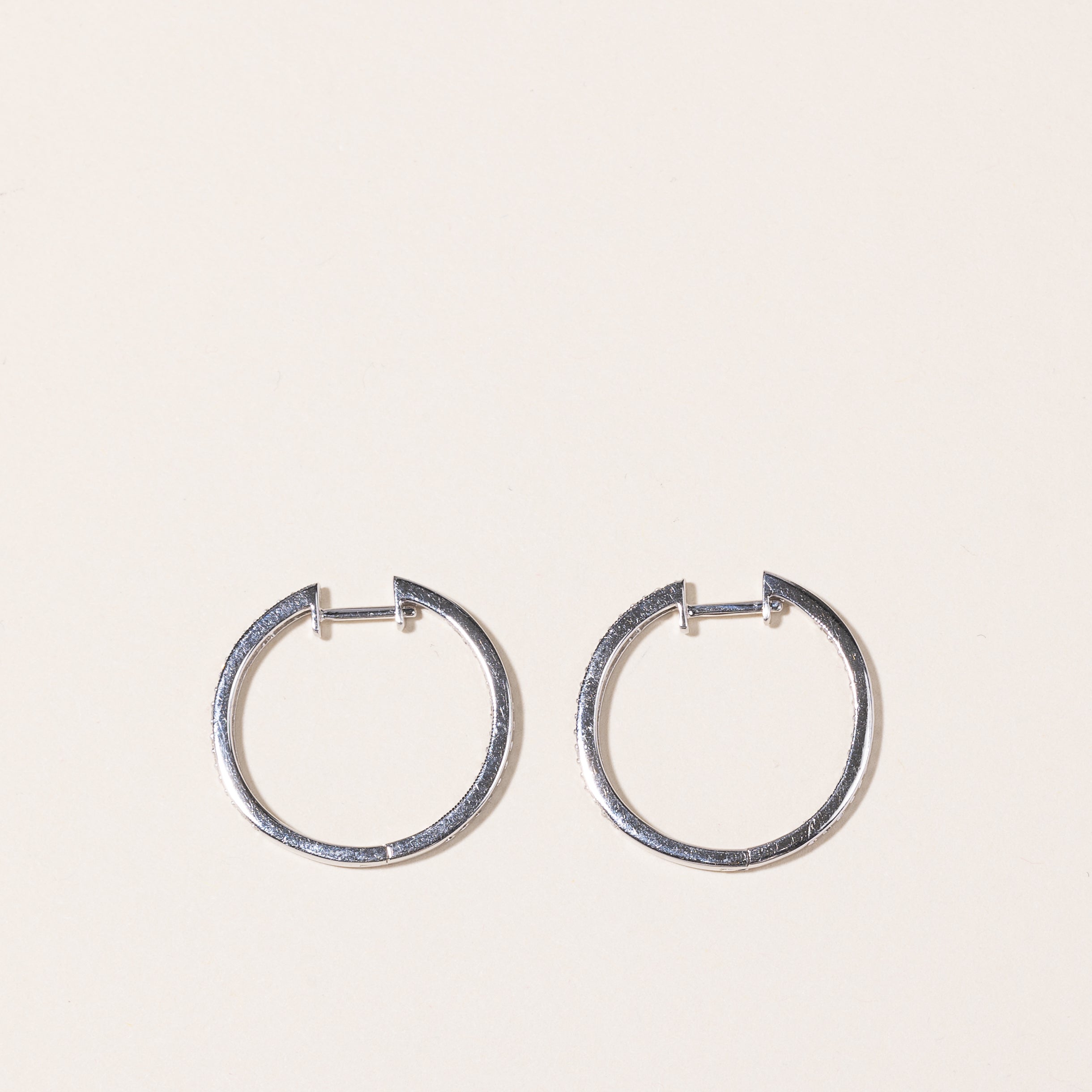10k White Gold Diamond Hoop Earrings | 1.00ctw