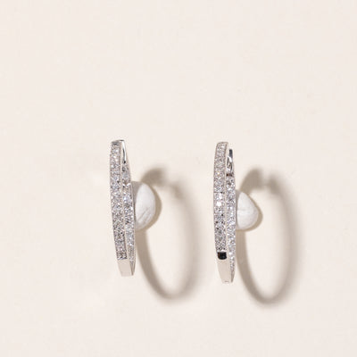 10k White Gold Diamond Hoop Earrings | 1.00ctw