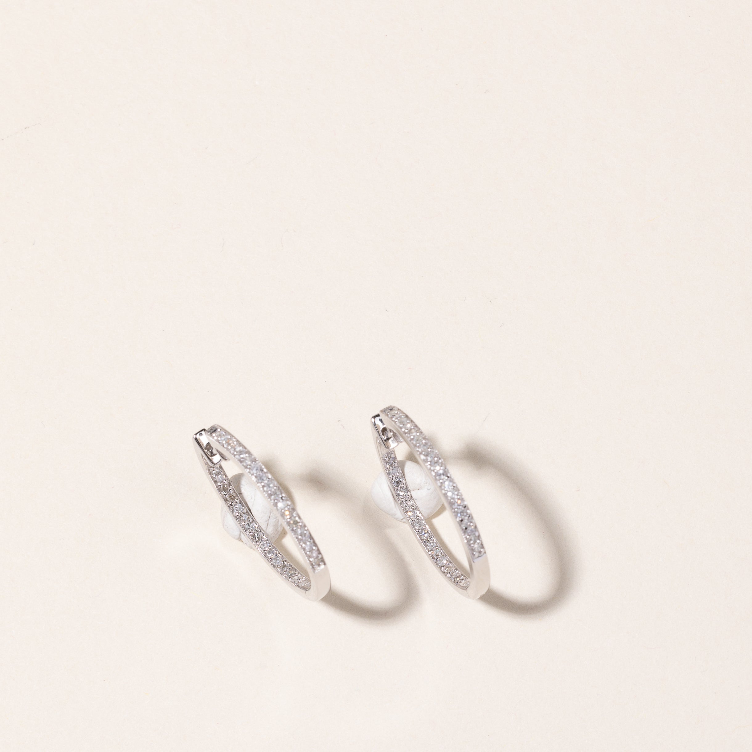 10k White Gold Diamond Hoop Earrings | 1.00ctw