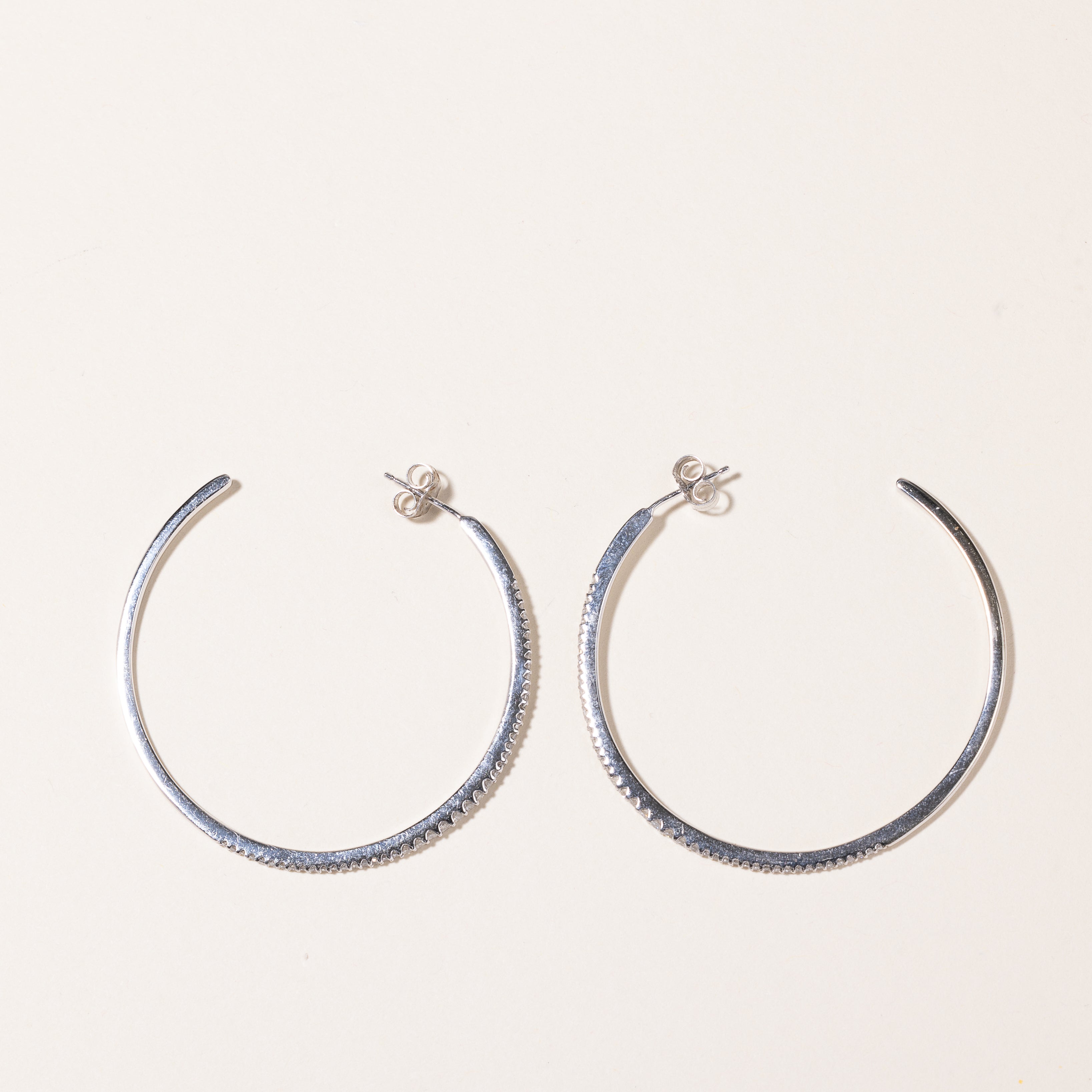 10k White Diamond Hoop Earrings | 0.55ctw
