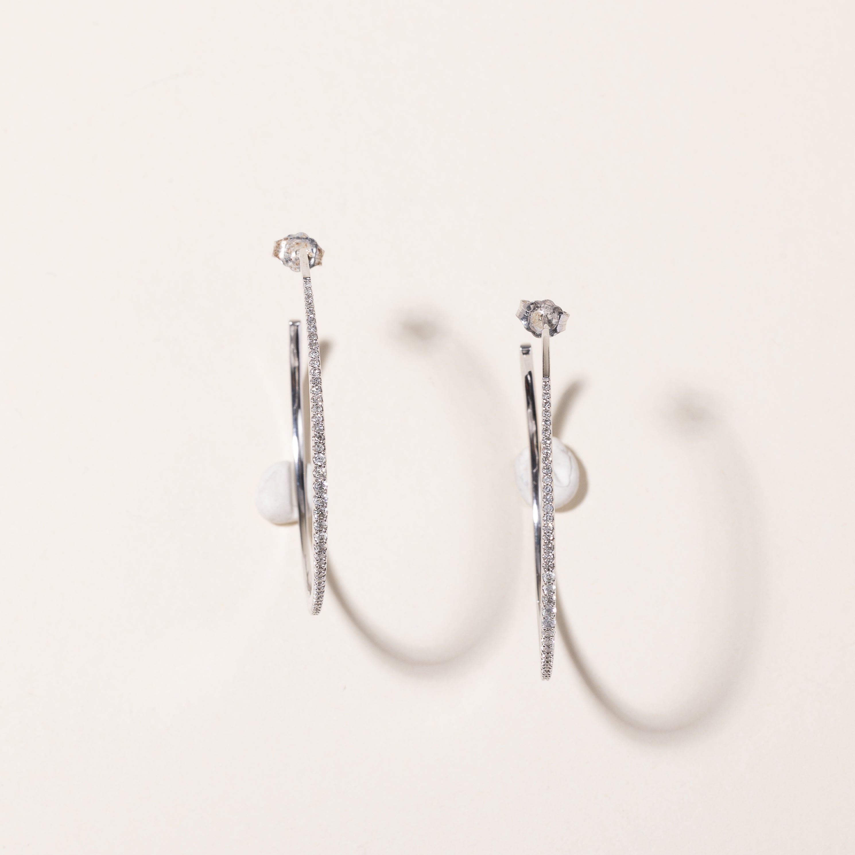 10k White Diamond Hoop Earrings | 0.55ctw