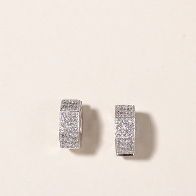 18k White Gold Octagon Diamond Huggie Earrings | 0.73ctw