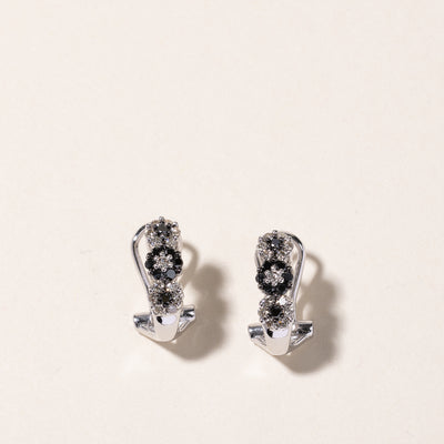 14k White Gold Floral Diamond Huggie Earrings | 0.57ctw