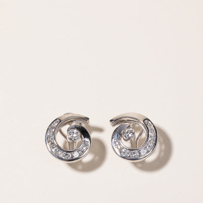 14k White Gold Diamond Swirl Earrings | 1.27ctw