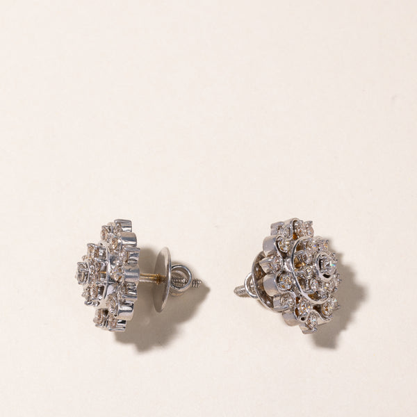 18k White Gold Cluster Diamond Earring | 2.11ctw