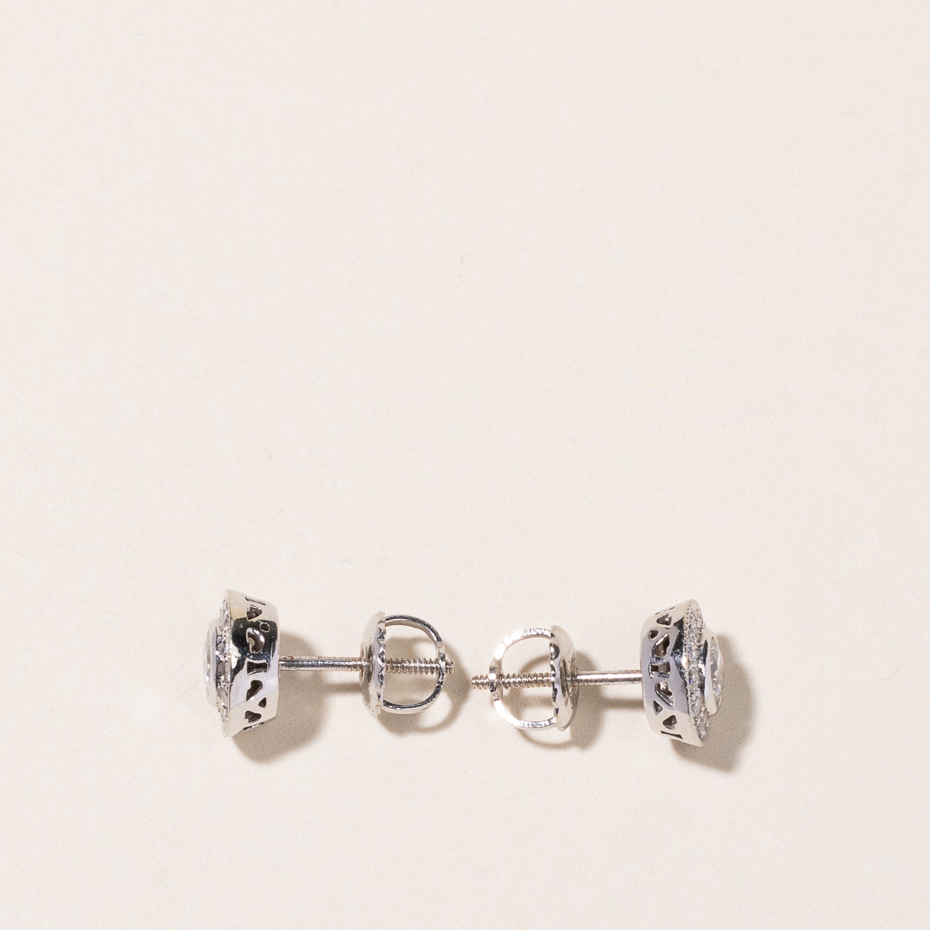 10k White Gold Cluster Diamond Earrings | 0.57ctw
