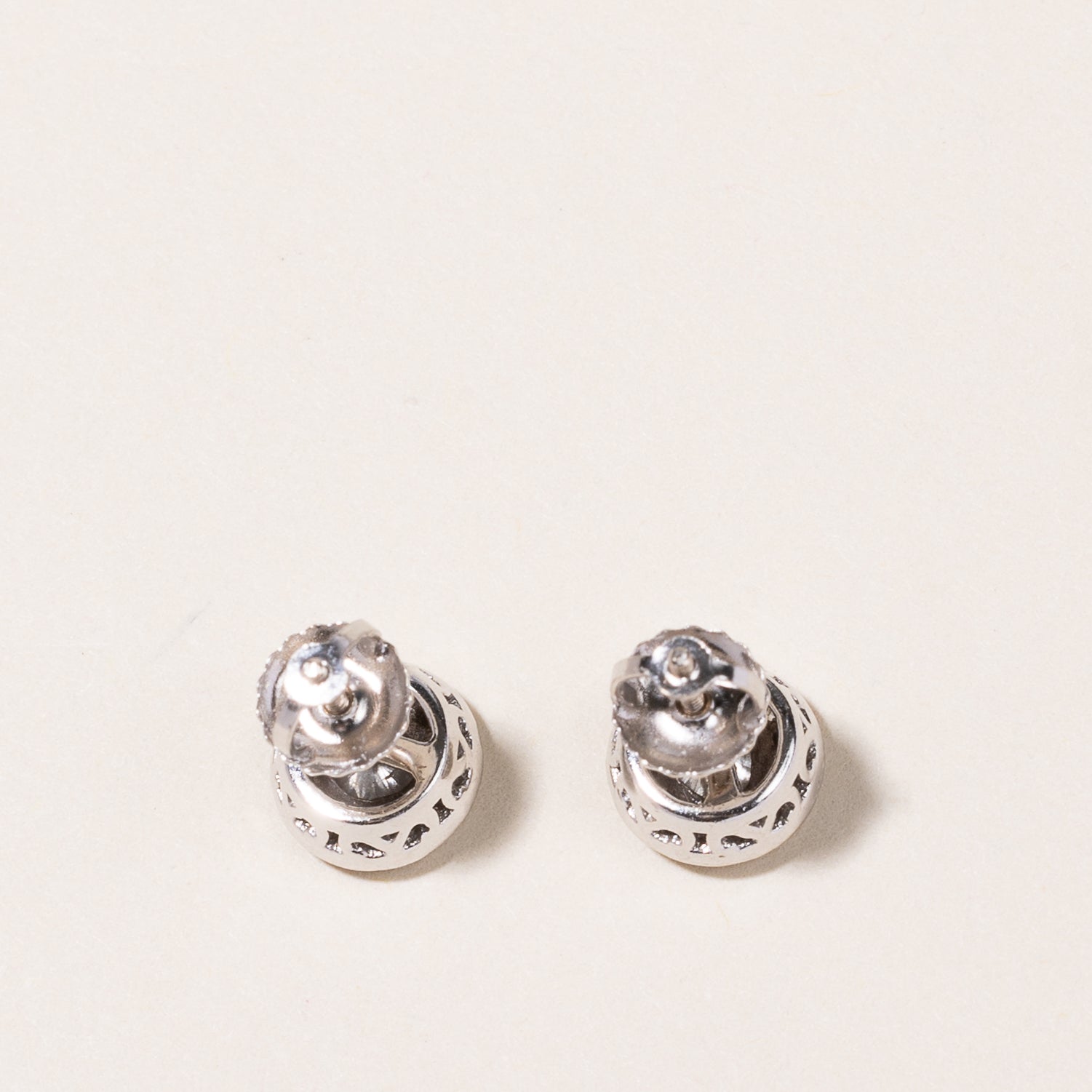 10k White Gold Cluster Diamond Earrings | 0.57ctw