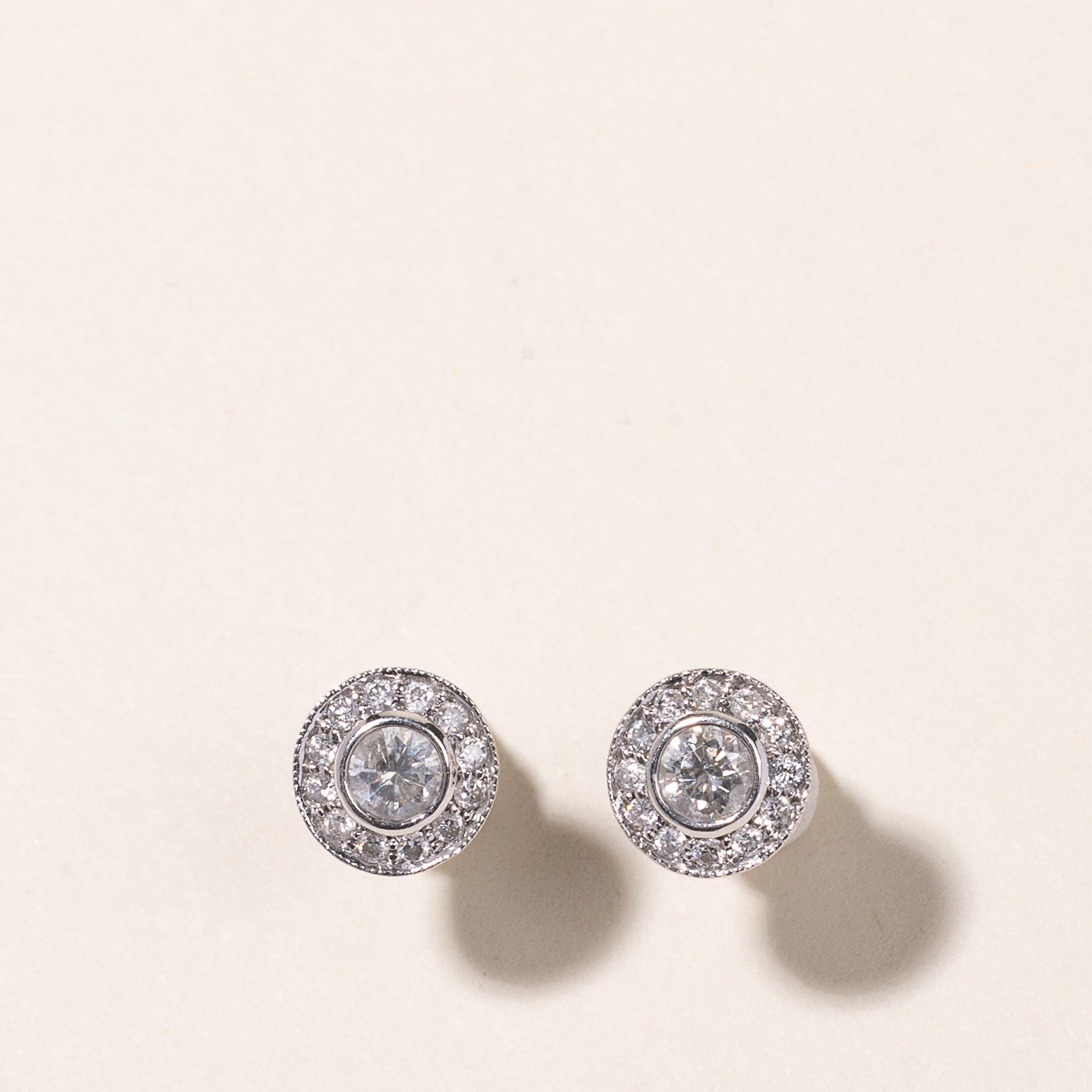 10k White Gold Cluster Diamond Earrings | 0.57ctw