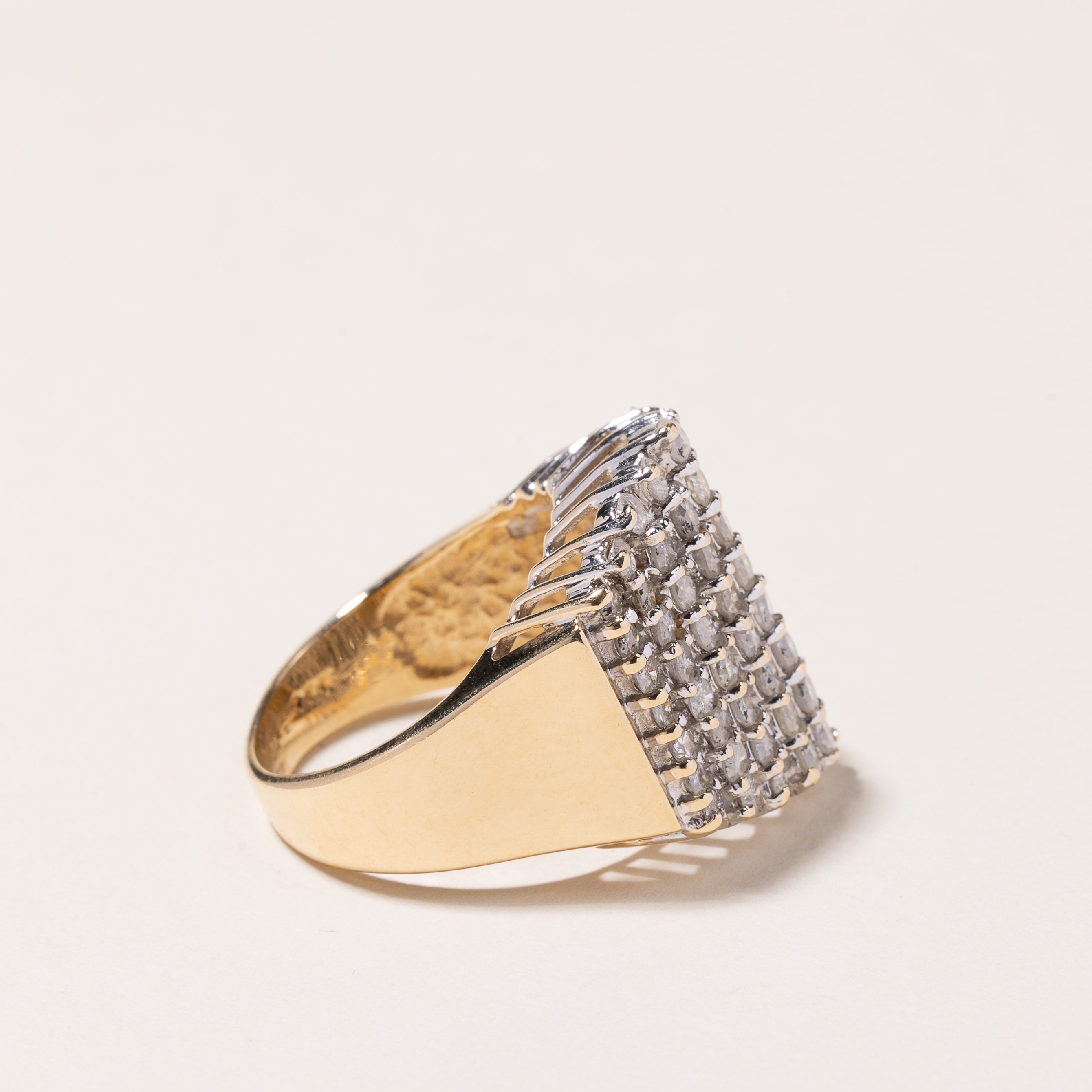 Bague en or jaune 14 carats sertie de diamants en grappe | 3,00 ct au total | Taille 7,25 