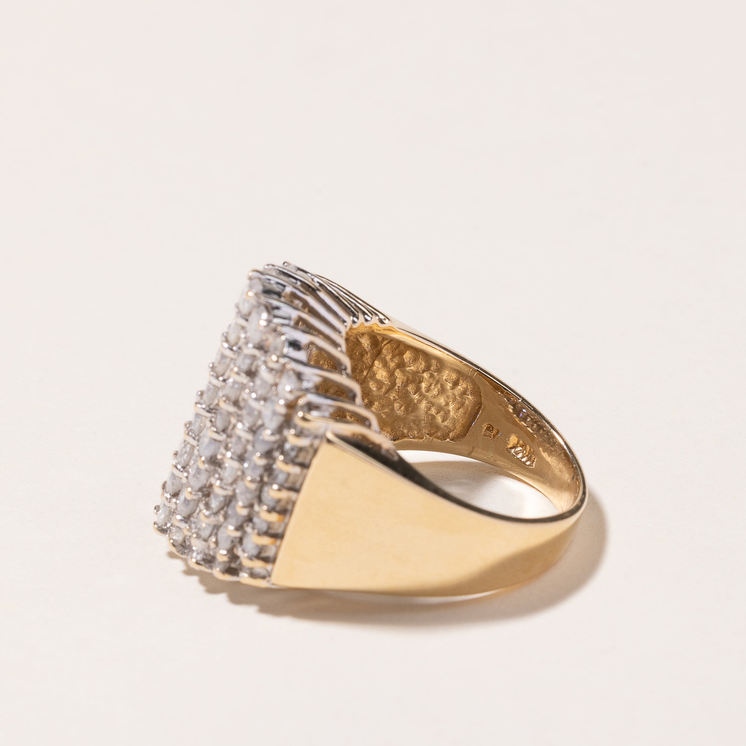 Bague en or jaune 14 carats sertie de diamants en grappe | 3,00 ct au total | Taille 7,25 
