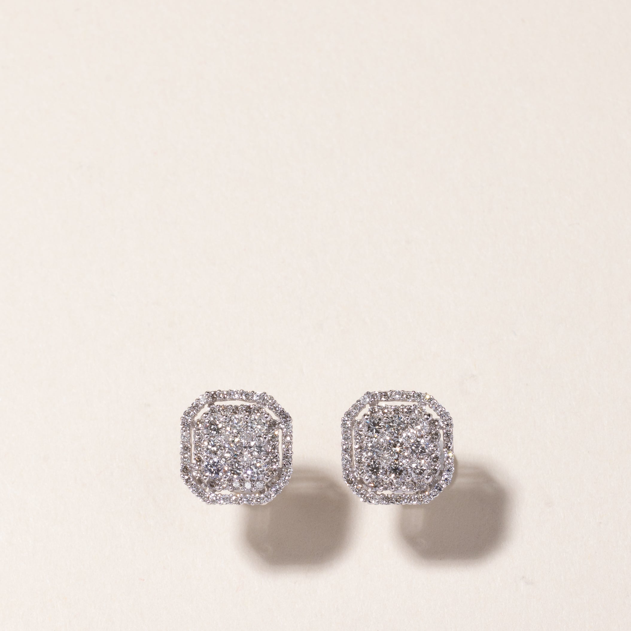 18k White Gold Diamond Ring & Earring Set | 3.91ctw | Sz 6.5