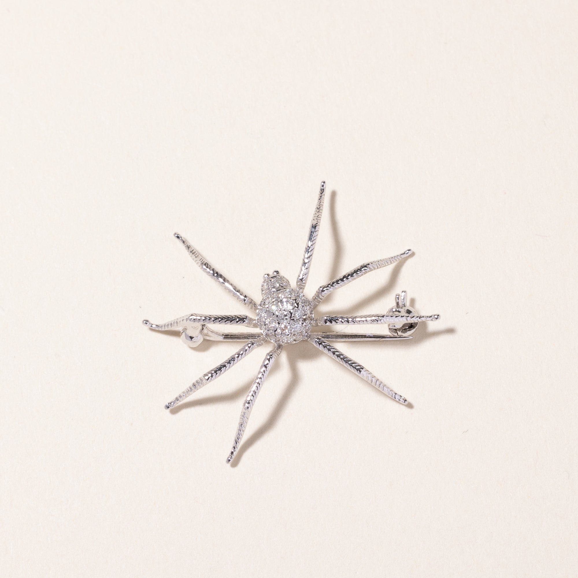 18k White Gold Spider Motif Diamond Brooch | 0.23ctw |