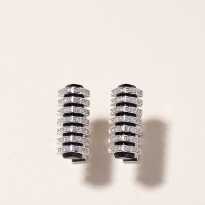 14k White Gold Onyx & Diamond Cufflinks | 0.81ctw |