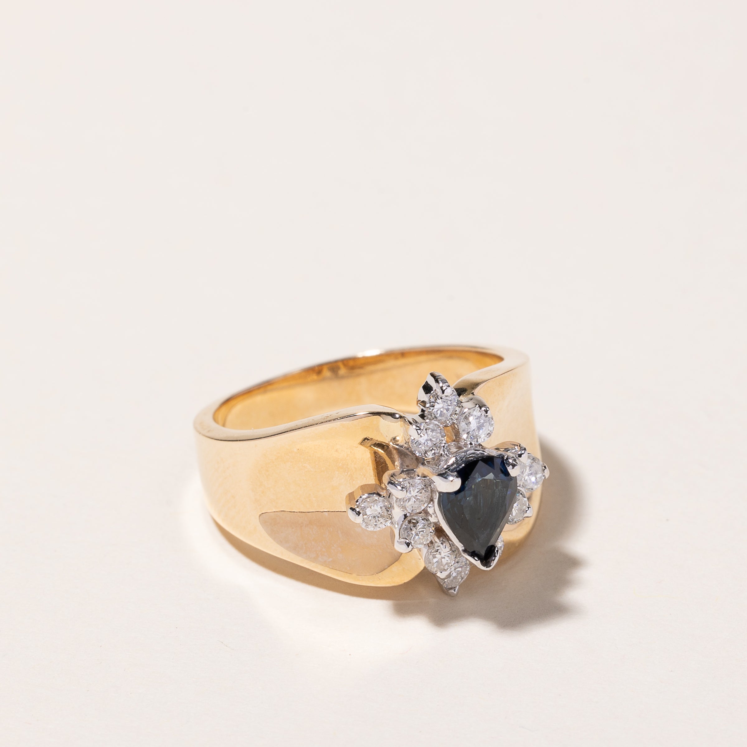 14k Yellow Gold Sapphire & Diamond Ring | 0.90ctw, 0.45ctw | SZ 7.25