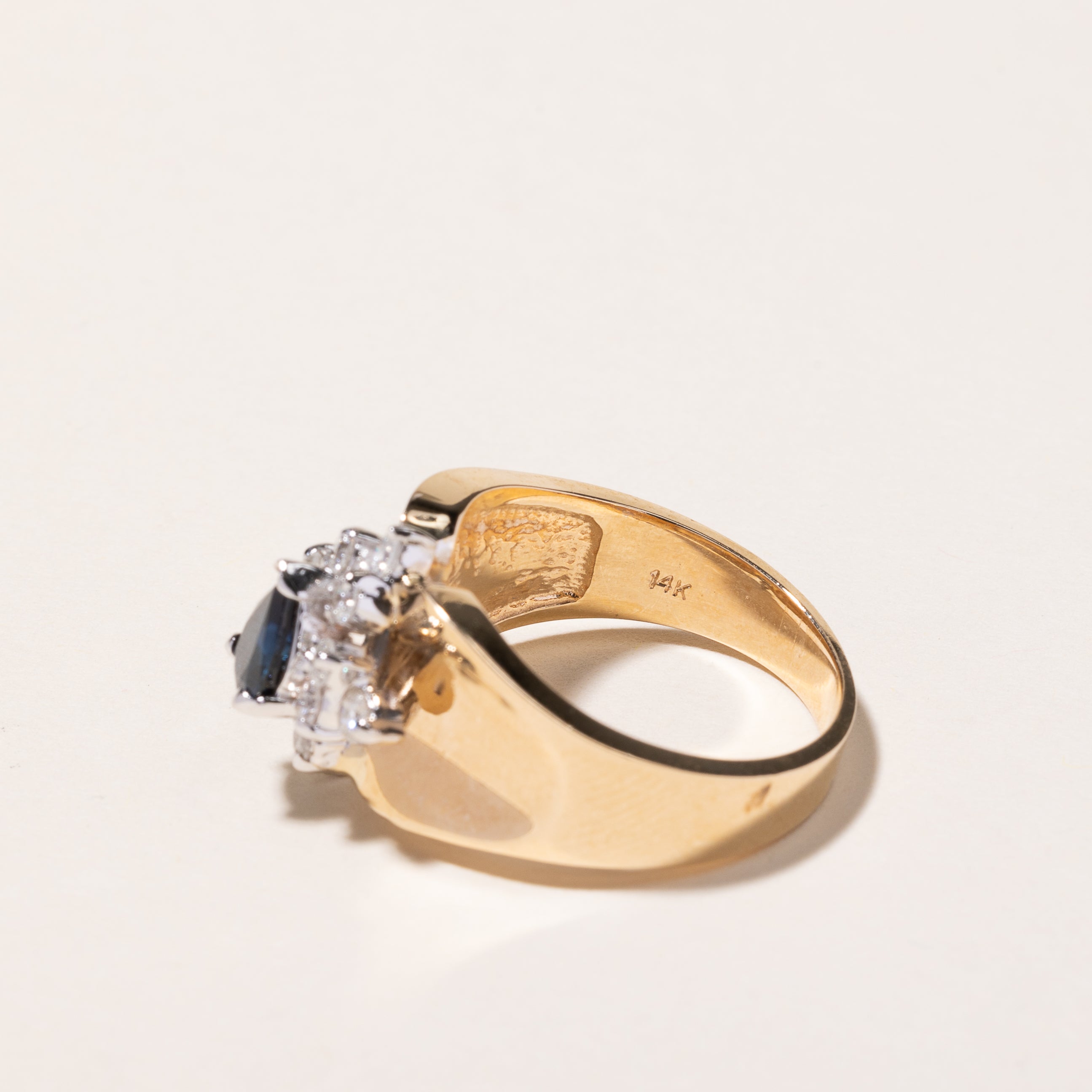 14k Yellow Gold Sapphire & Diamond Ring | 0.90ctw, 0.45ctw | SZ 7.25