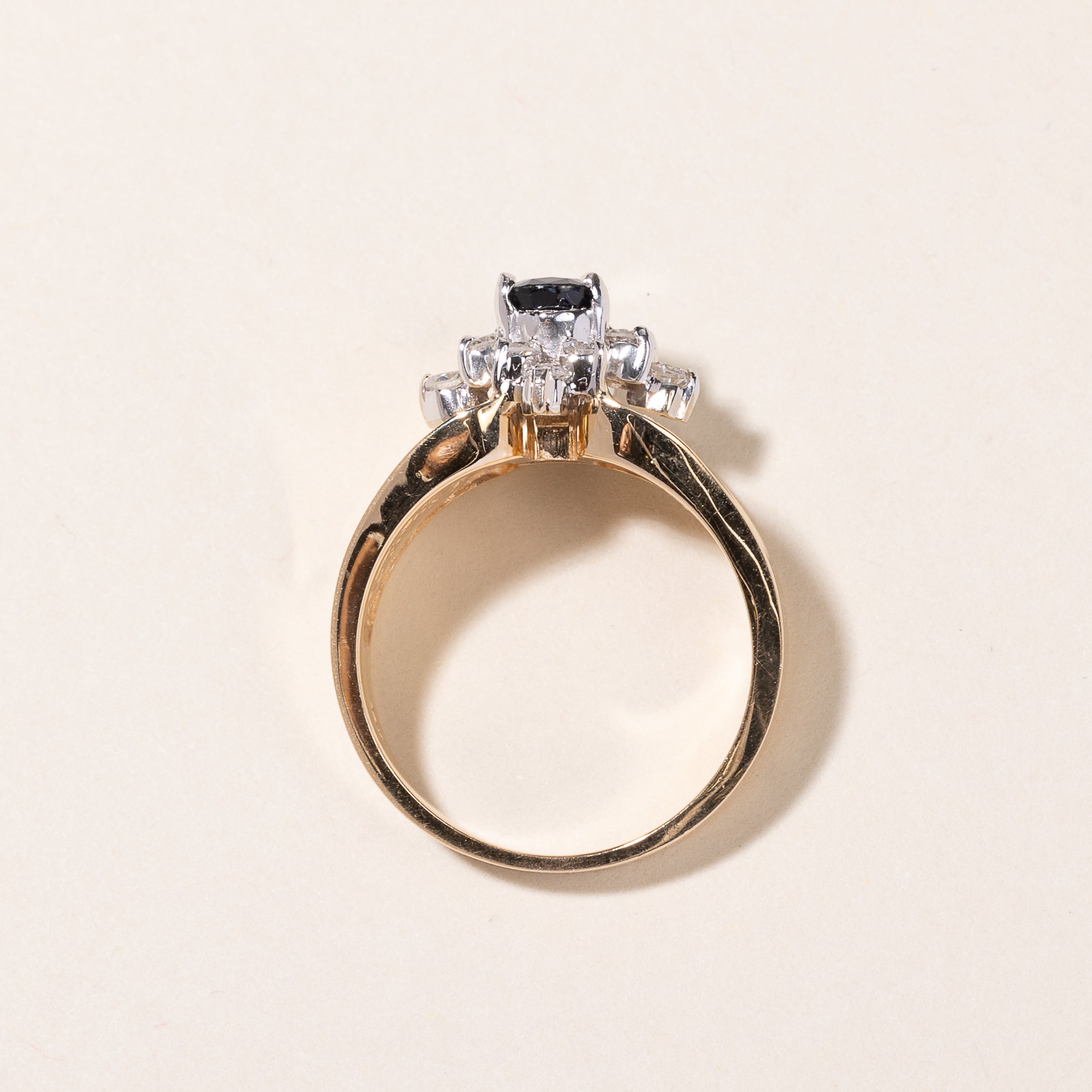14k Yellow Gold Sapphire & Diamond Ring | 0.90ctw, 0.45ctw | SZ 7.25
