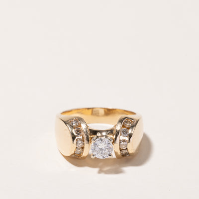 14k Yellow Gold High Set Diamond Engagement Ring | 0.83ctw | SZ 6.5