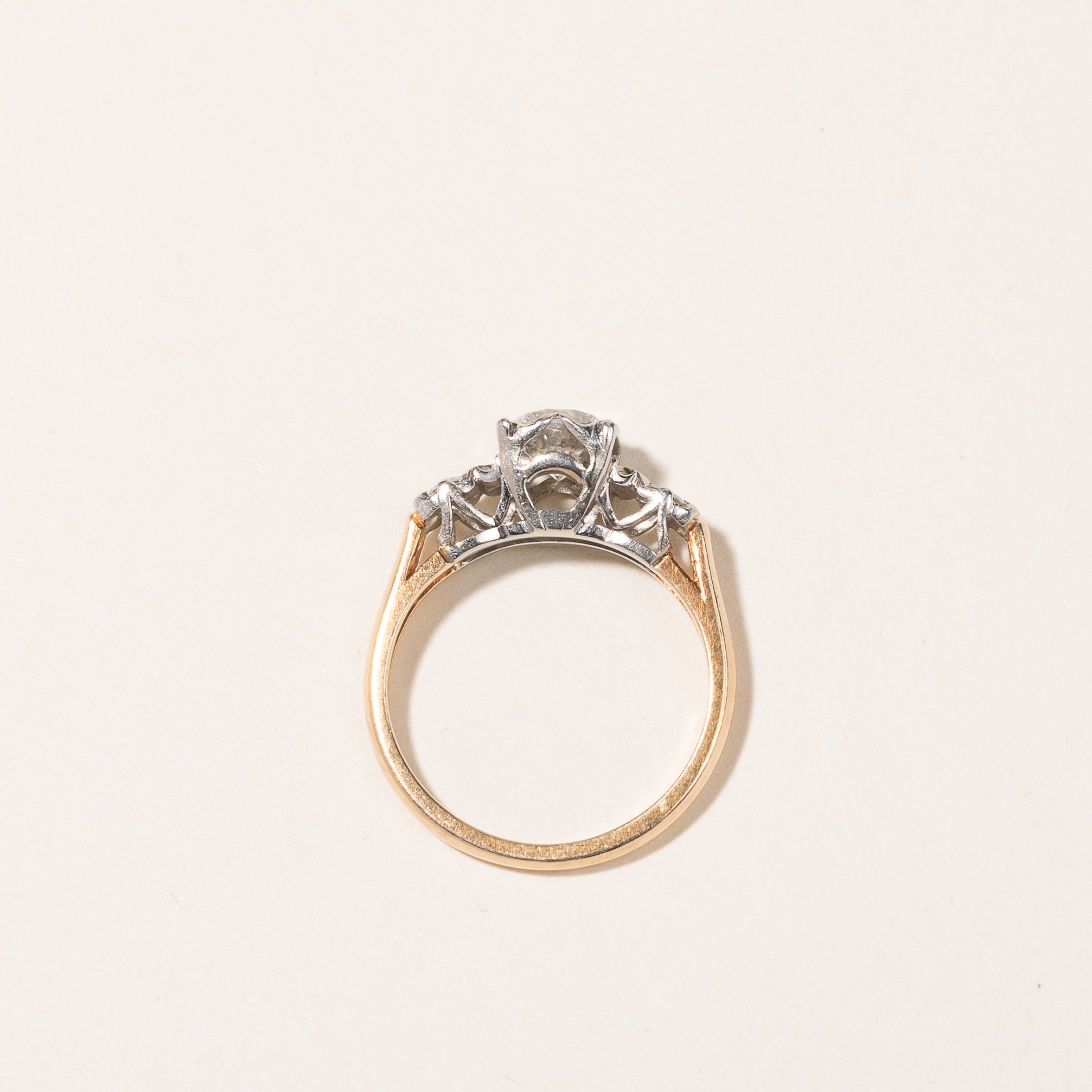 14k-18k Yellow & White Gold Diamond Engagement Ring | 0.76ctw | SZ 4.75