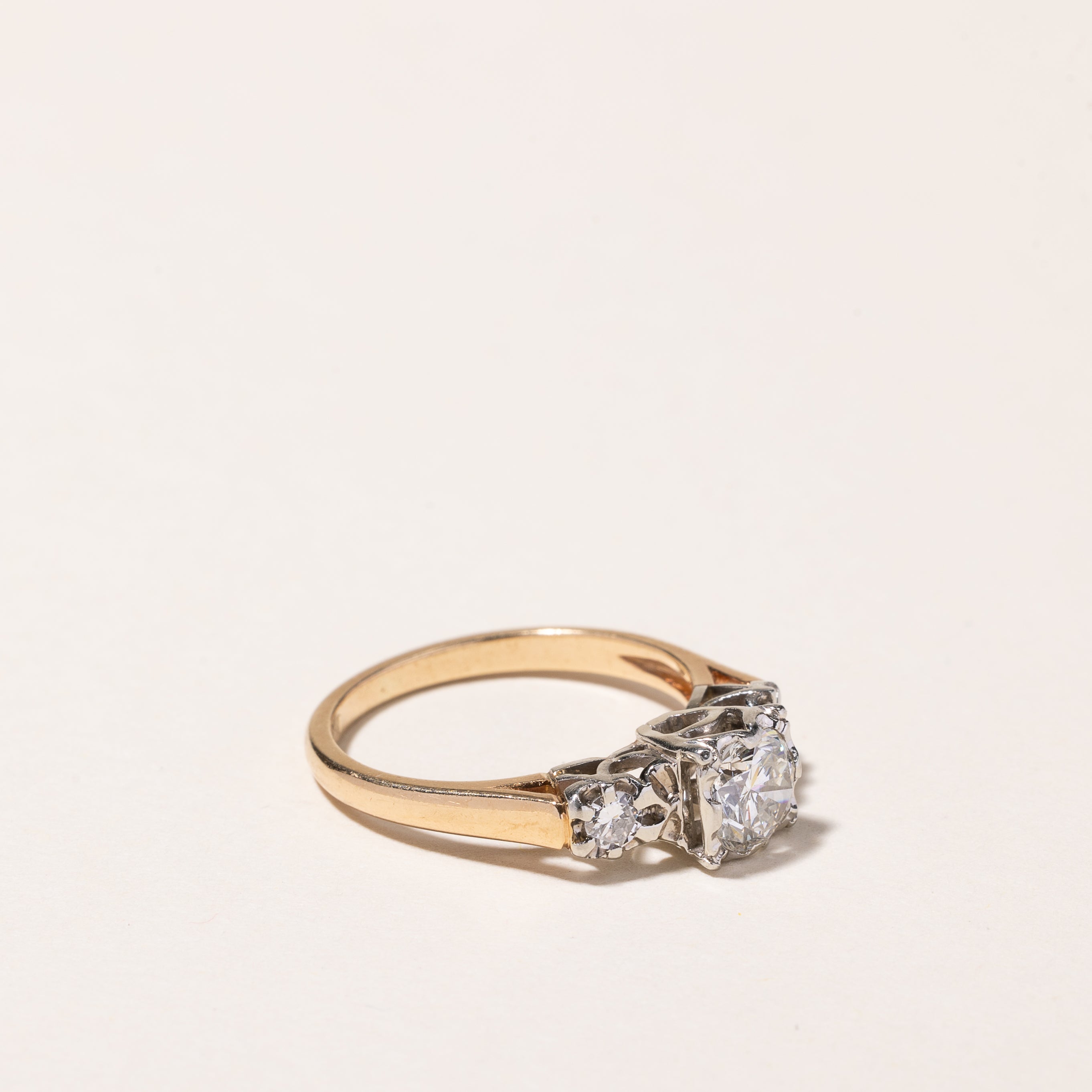 14k-18k Yellow & White Gold Diamond Engagement Ring | 0.76ctw | SZ 4.75