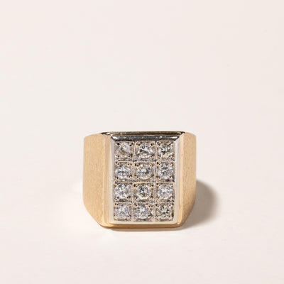 10k-14k Yellow Gold Diamond Signet Ring | 0.96ctw | SZ 8