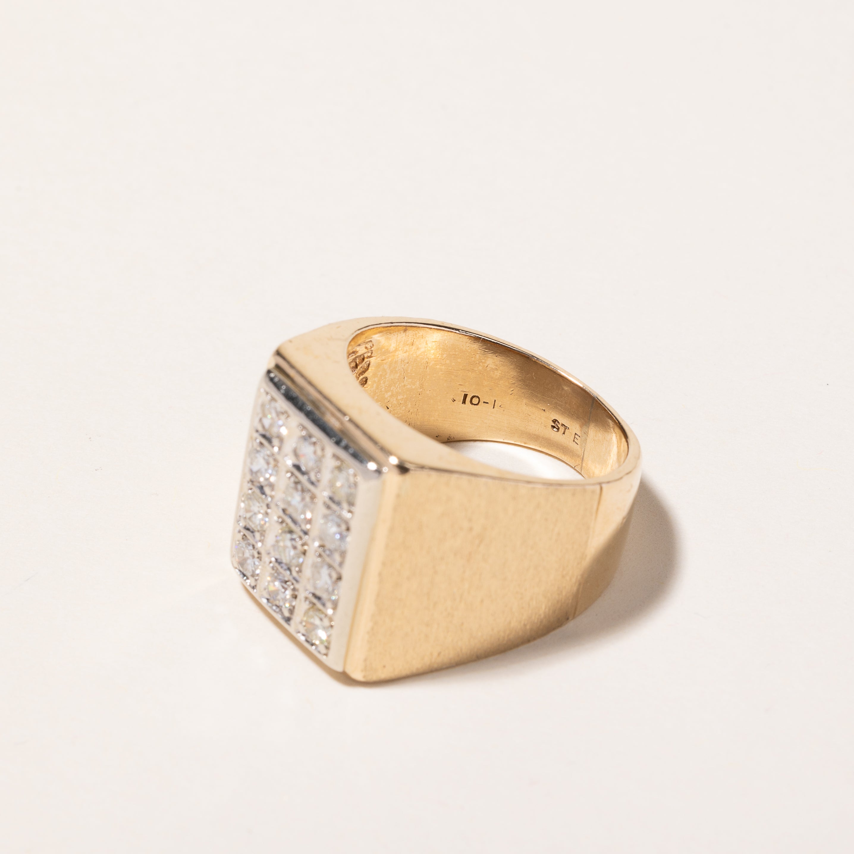 10k-14k Yellow Gold Diamond Signet Ring | 0.96ctw | SZ 8