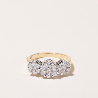 14k Yellow Gold Diamond Cluster Ring | 1.33ctw | SZ 8