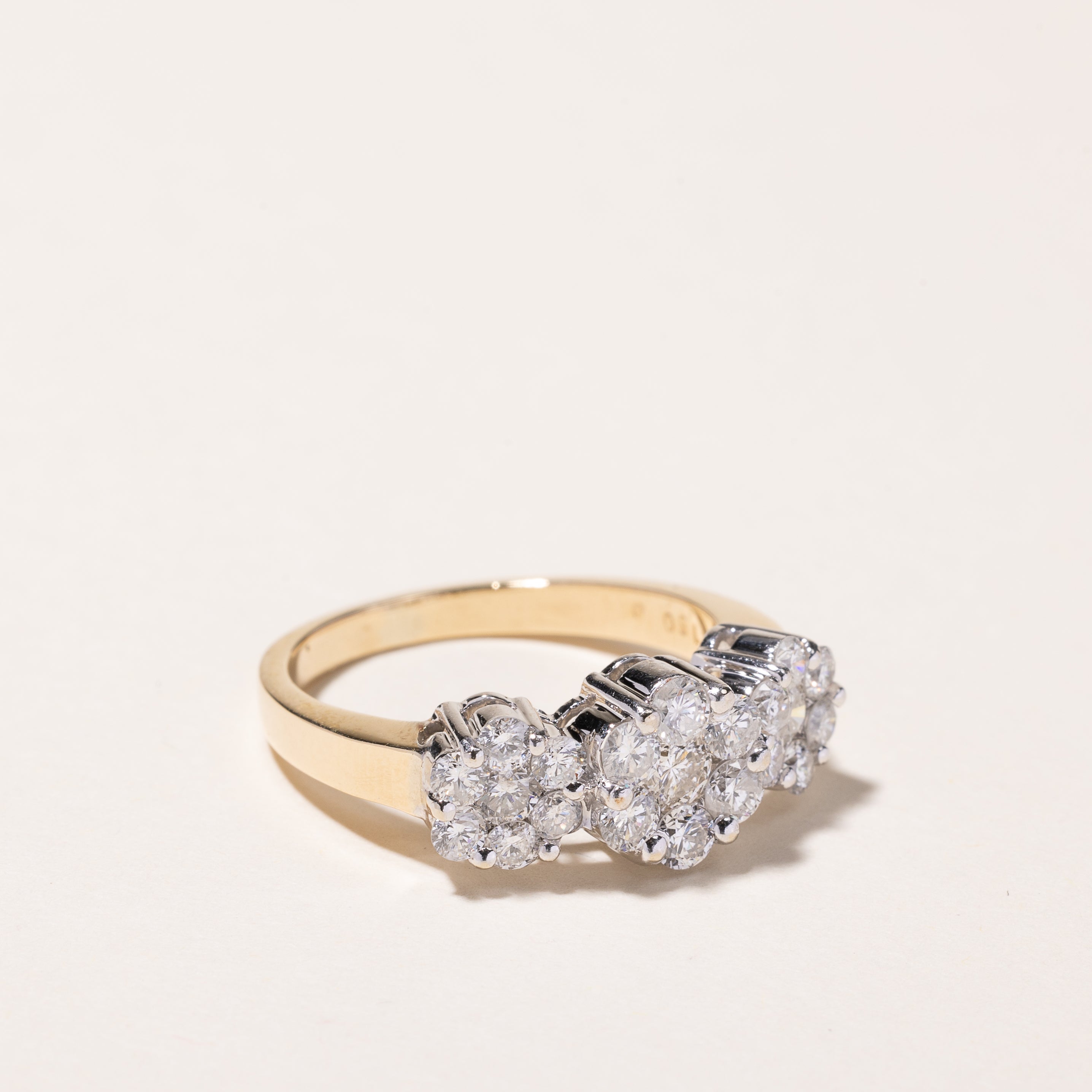 14k Yellow Gold Diamond Cluster Ring | 1.33ctw | SZ 8