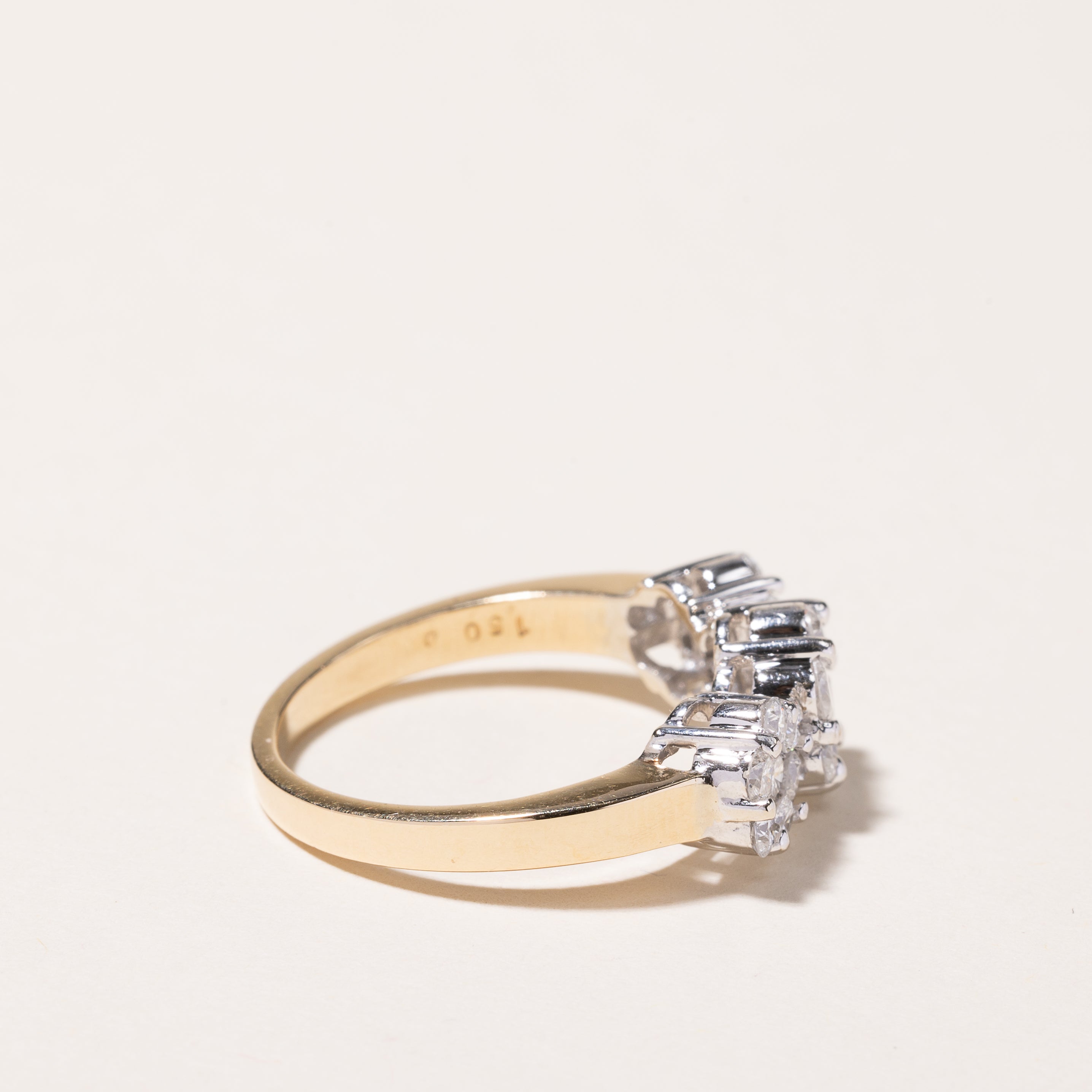 14k Yellow Gold Diamond Cluster Ring | 1.33ctw | SZ 8