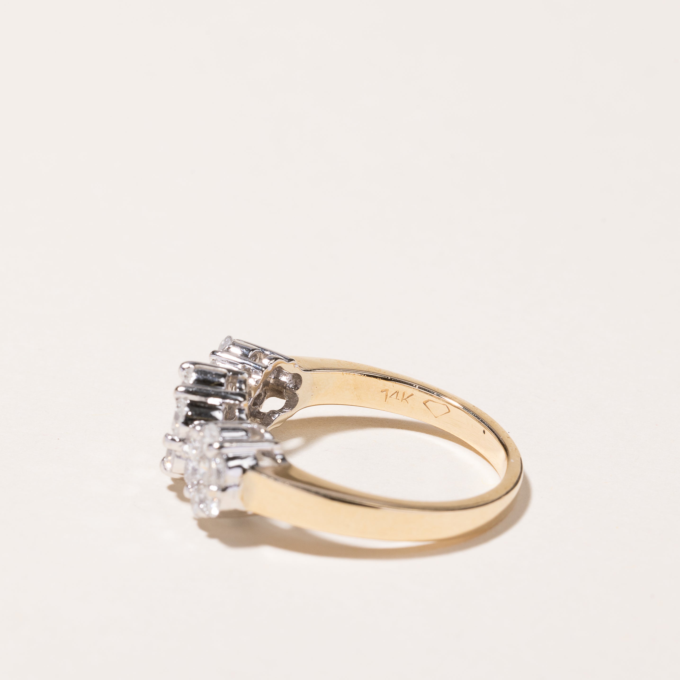 14k Yellow Gold Diamond Cluster Ring | 1.33ctw | SZ 8