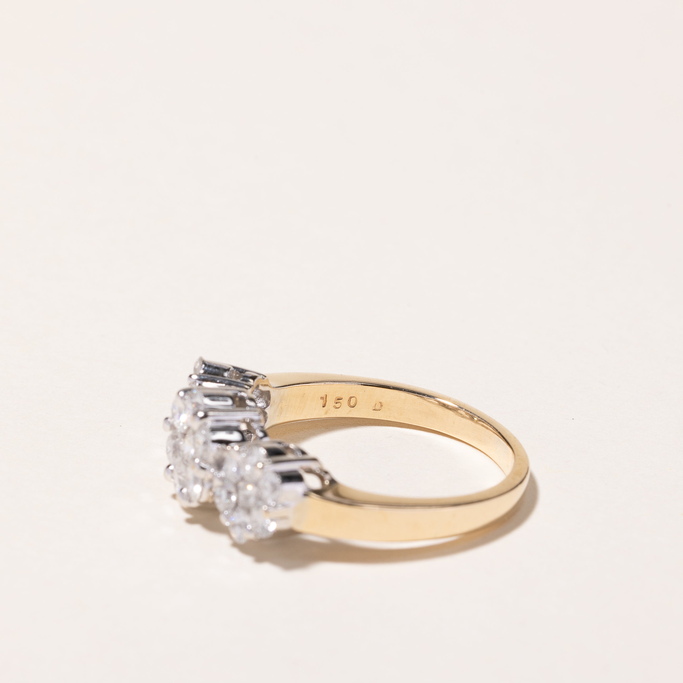 14k Yellow Gold Diamond Cluster Ring | 1.33ctw | SZ 8