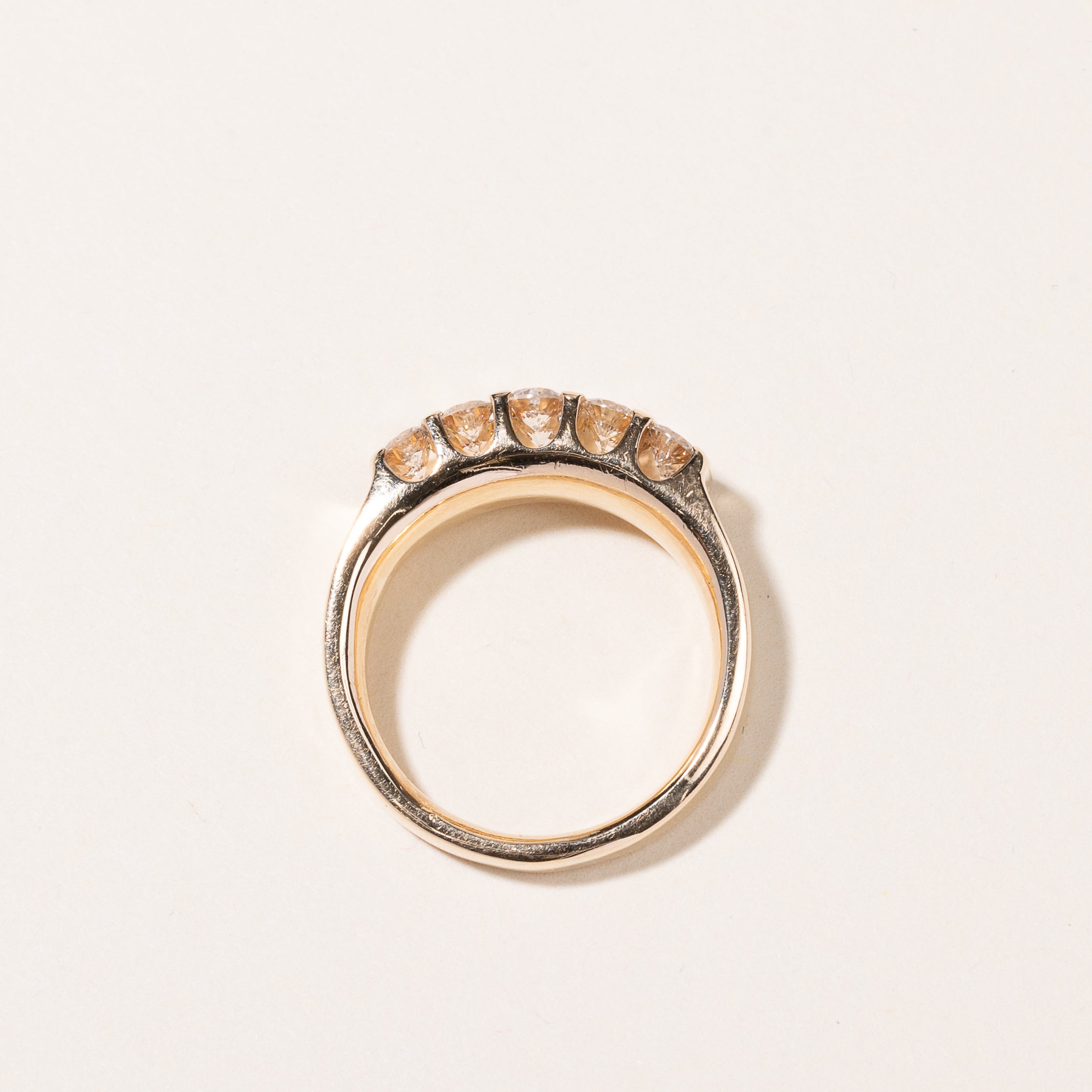 14k Yellow Gold Double Row Diamond Ring | 0.90ctw | SZ 5.75