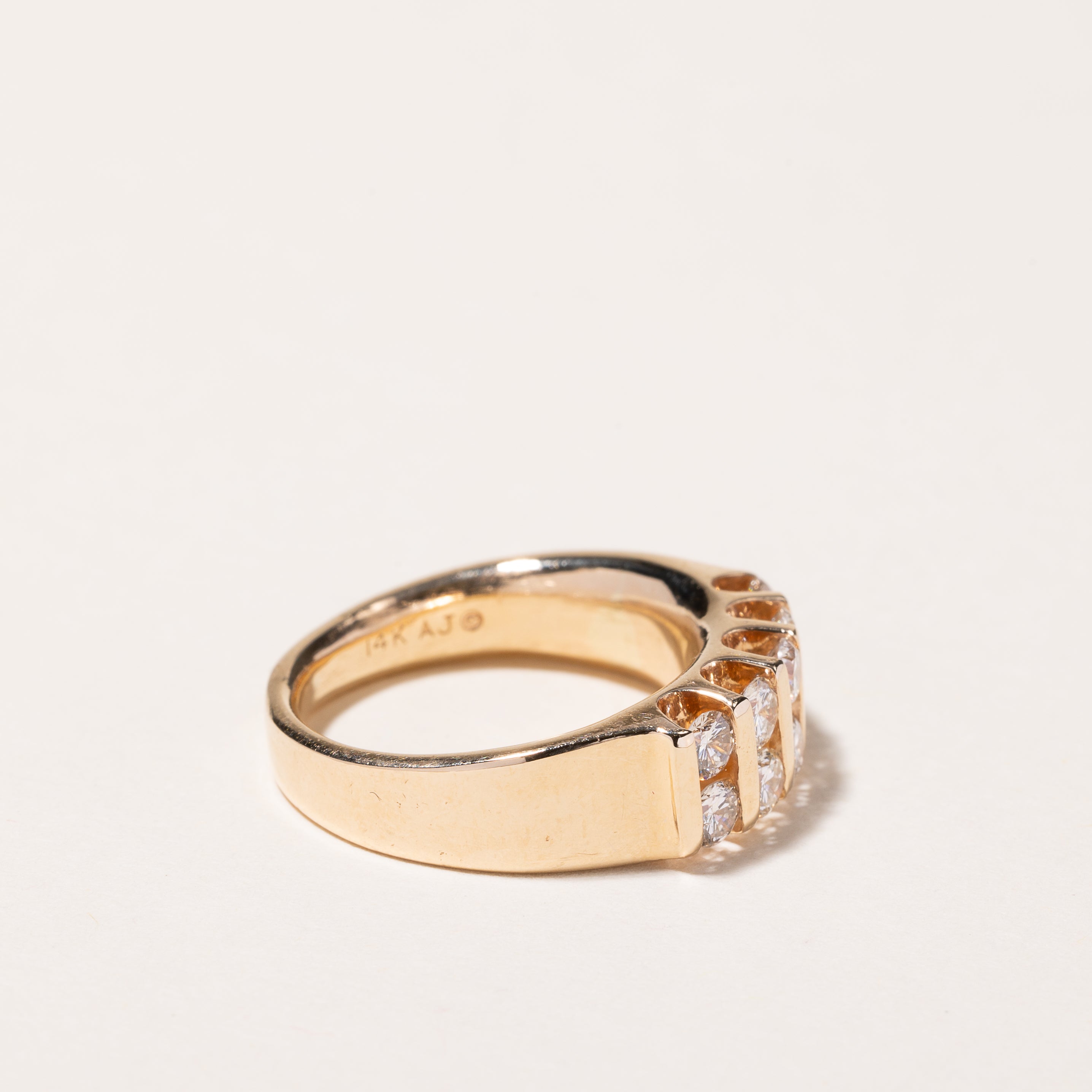 14k Yellow Gold Double Row Diamond Ring | 0.90ctw | SZ 5.75
