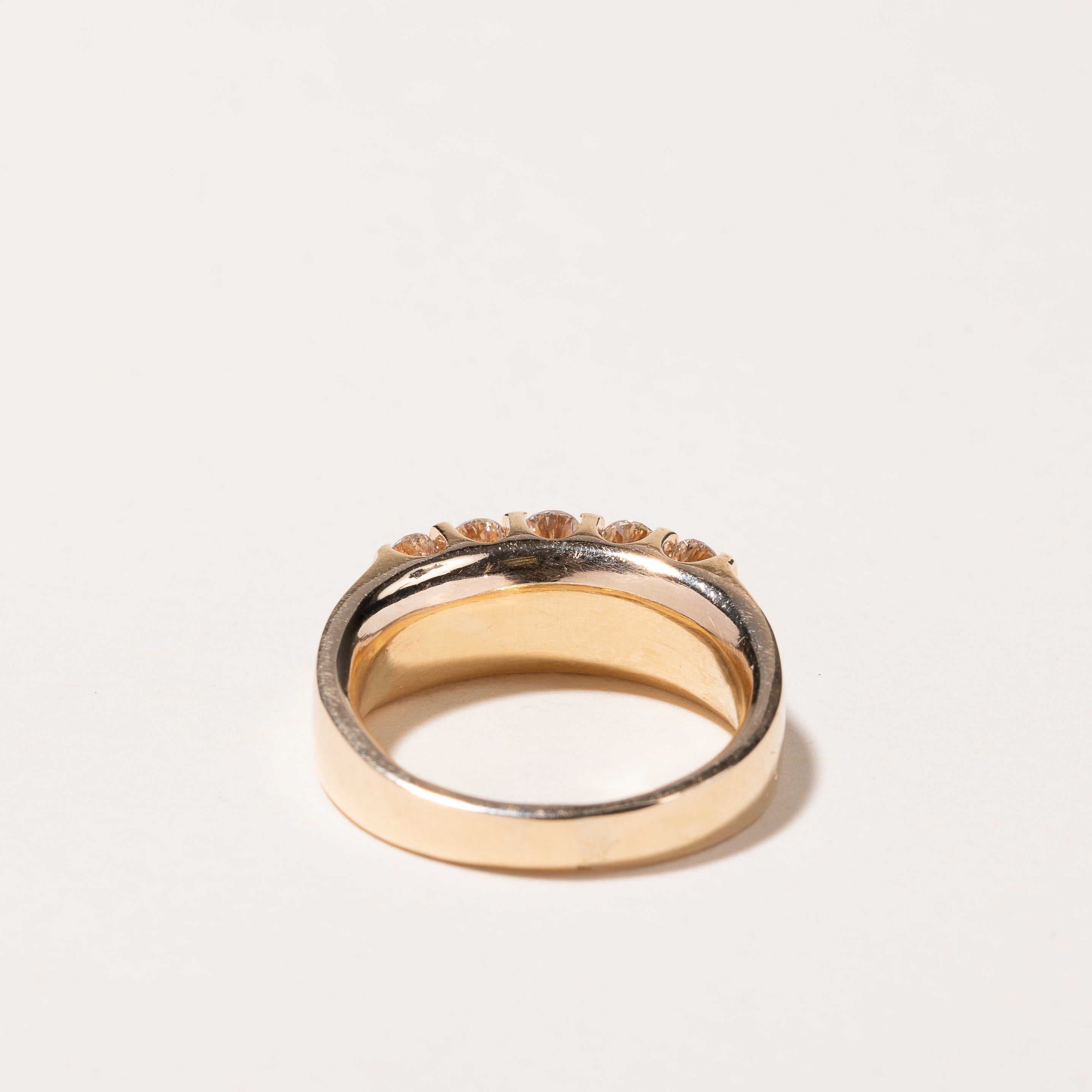 14k Yellow Gold Double Row Diamond Ring | 0.90ctw | SZ 5.75