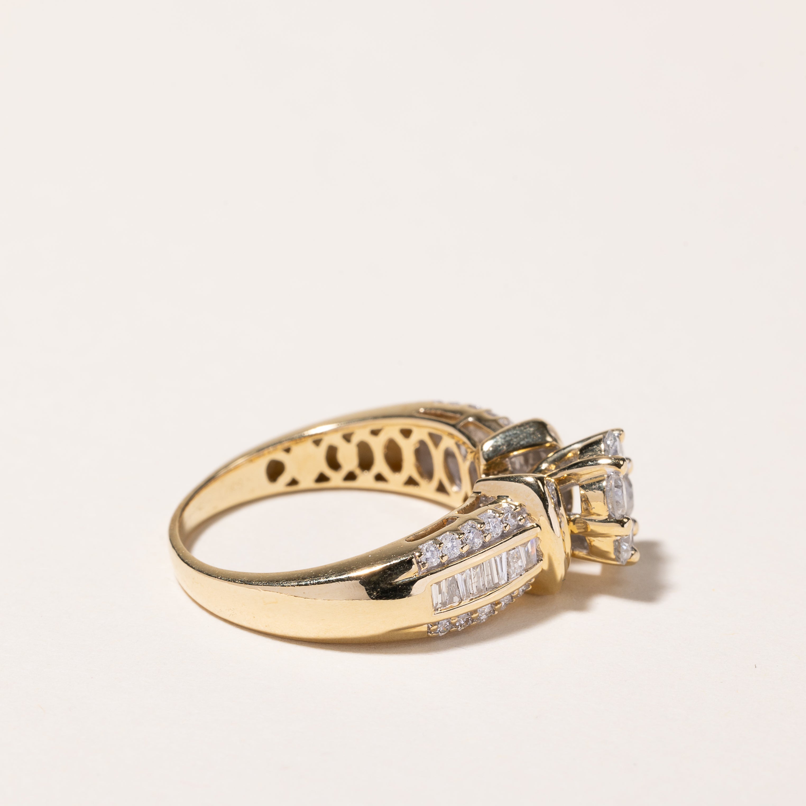 14k Yellow Gold Cluster Diamond Engagement Ring | 1.37ctw | SZ 8.5
