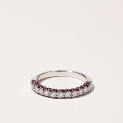 14k White Gold Ruby & Diamond Band | 1.04ctw, 0.62ctw | SZ 9