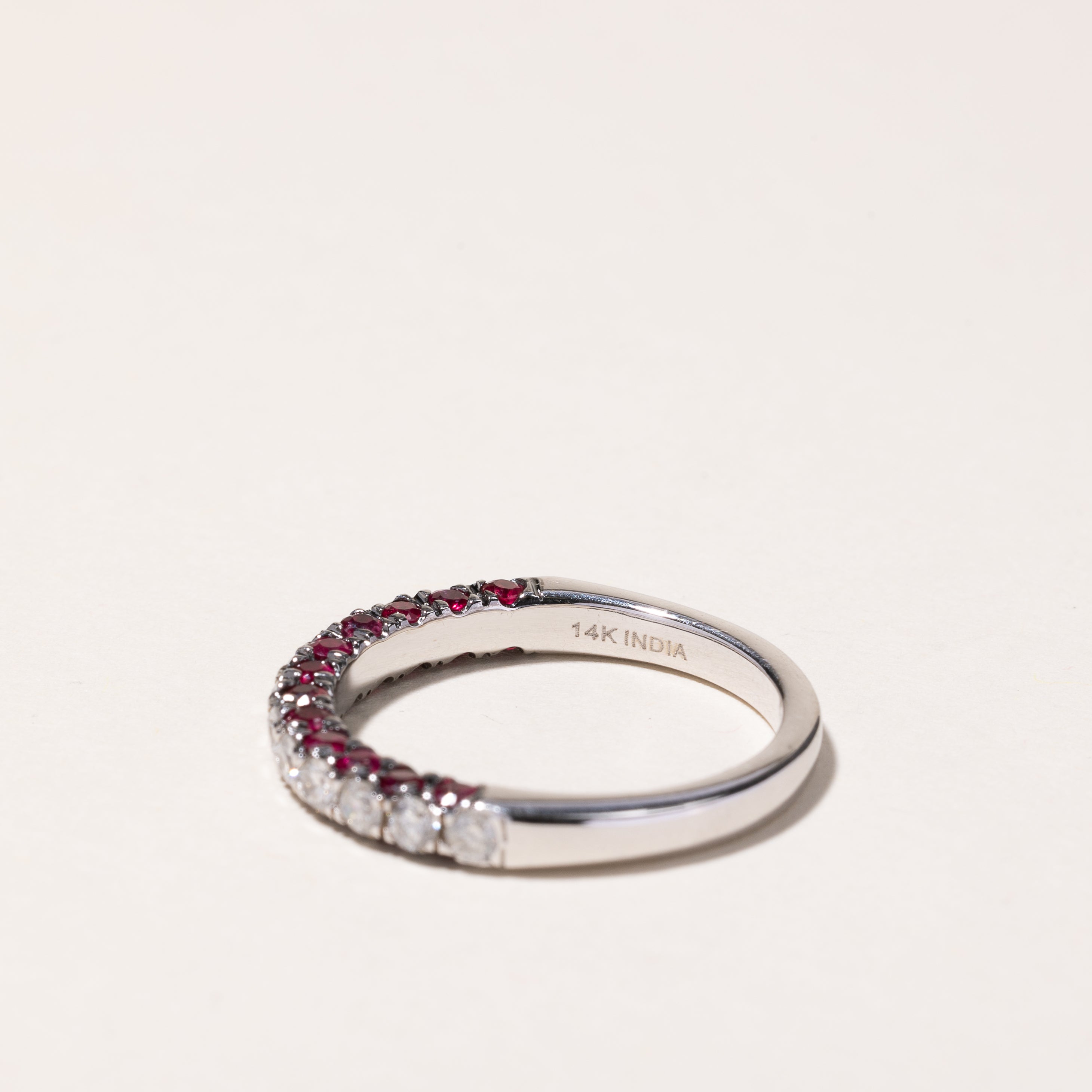 14k White Gold Ruby & Diamond Band | 1.04ctw, 0.62ctw | SZ 9