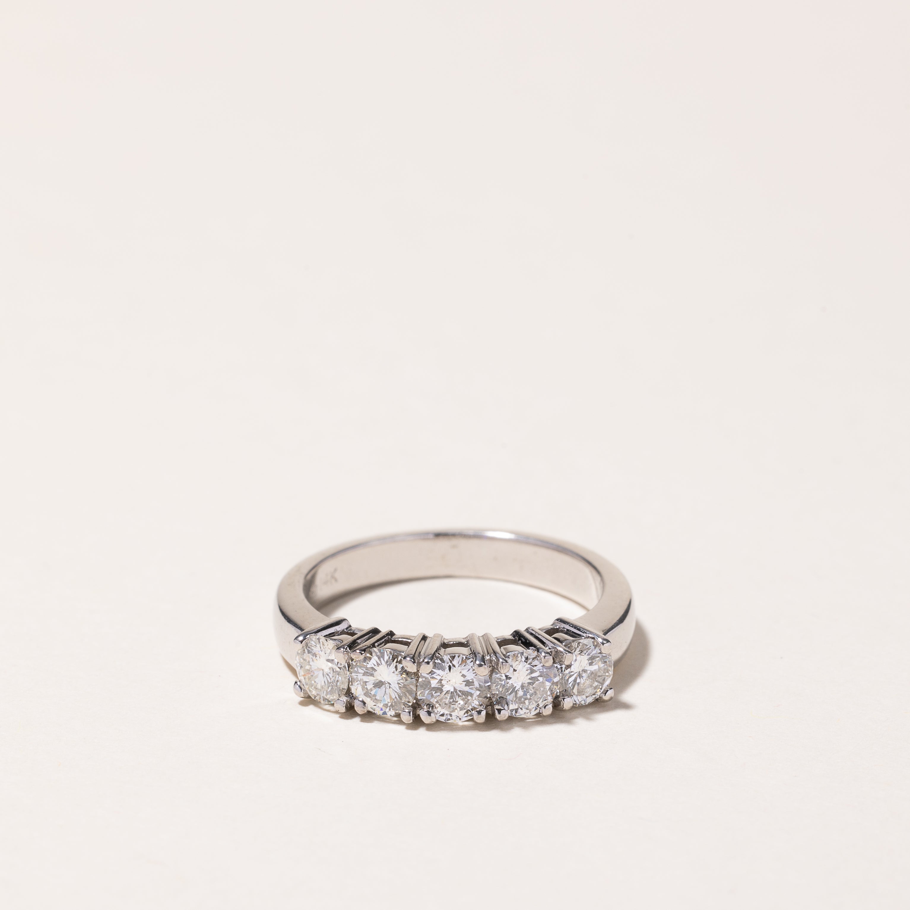 14k White Gold Five Stone Diamond Ring | 1.24ctw | SZ 6.5