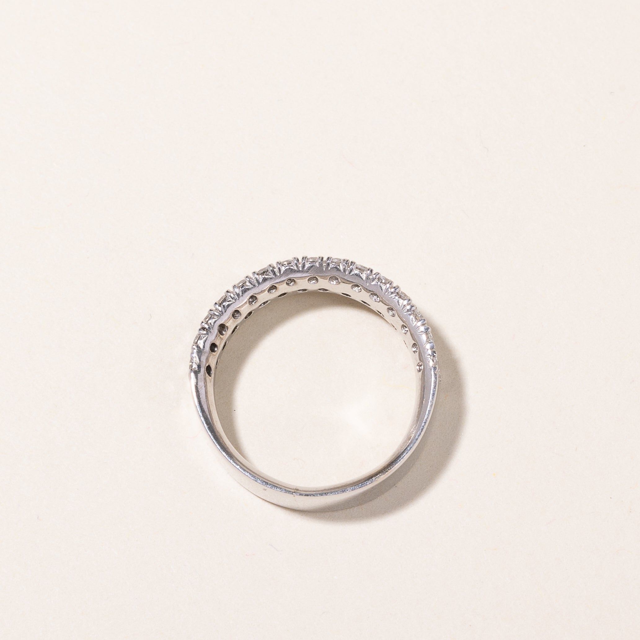 14k White Gold 3 Row Semi Eternity Diamond Band | 1.00ctw | SZ 4