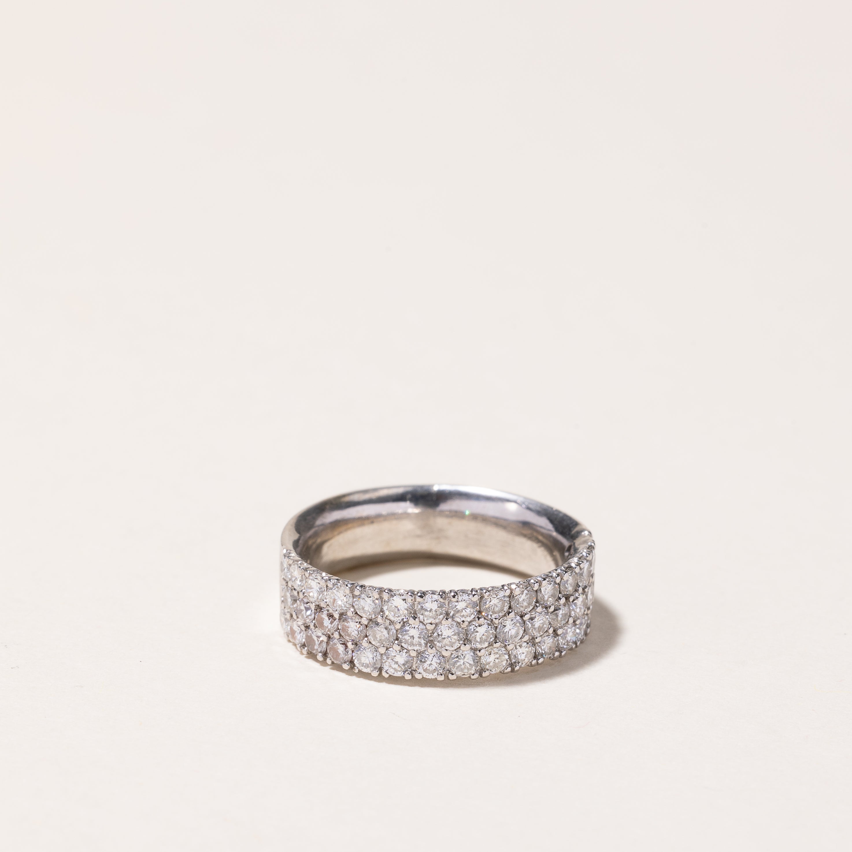 14k White Gold 3 Row Semi Eternity Diamond Band | 1.00ctw | SZ 4