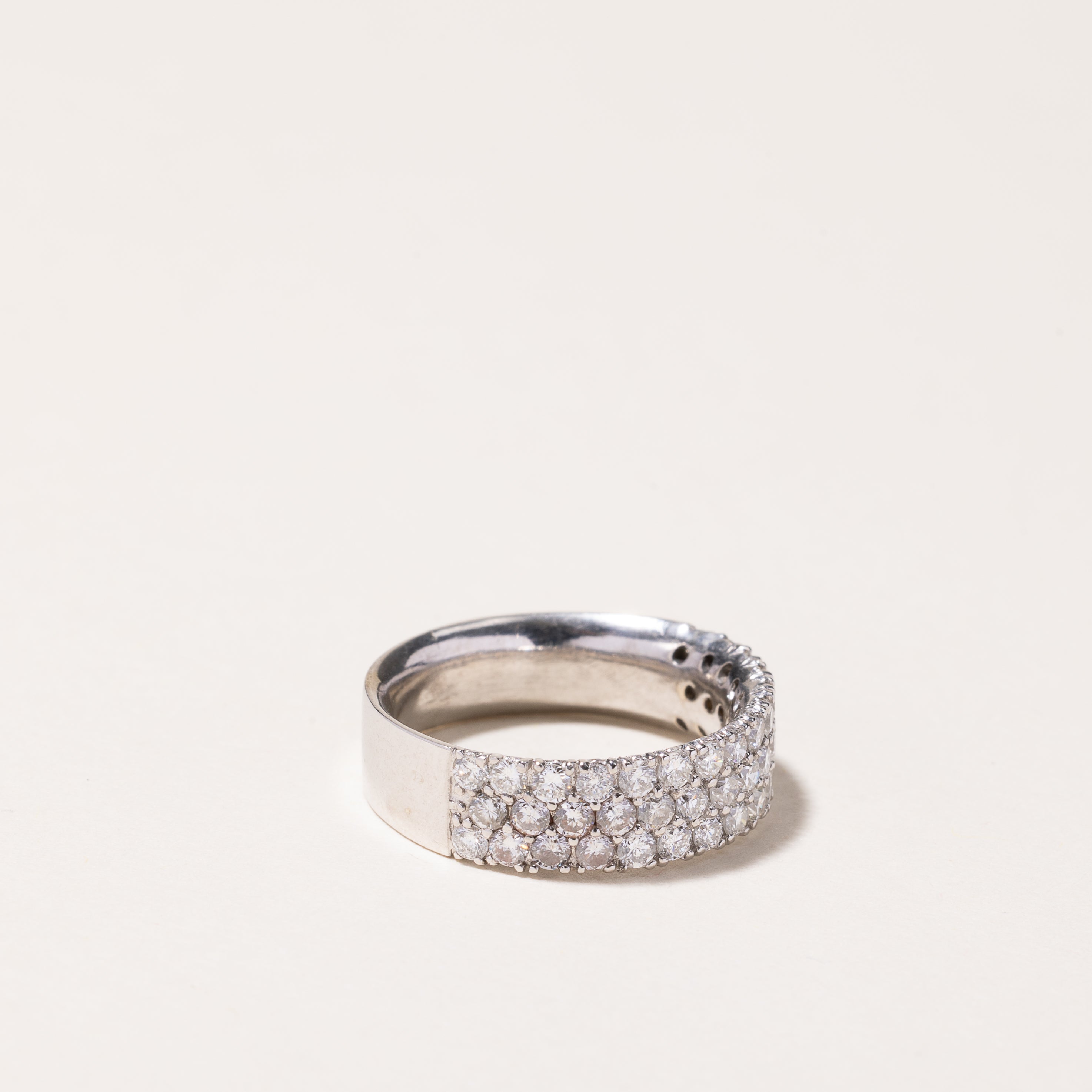 14k White Gold 3 Row Semi Eternity Diamond Band | 1.00ctw | SZ 4