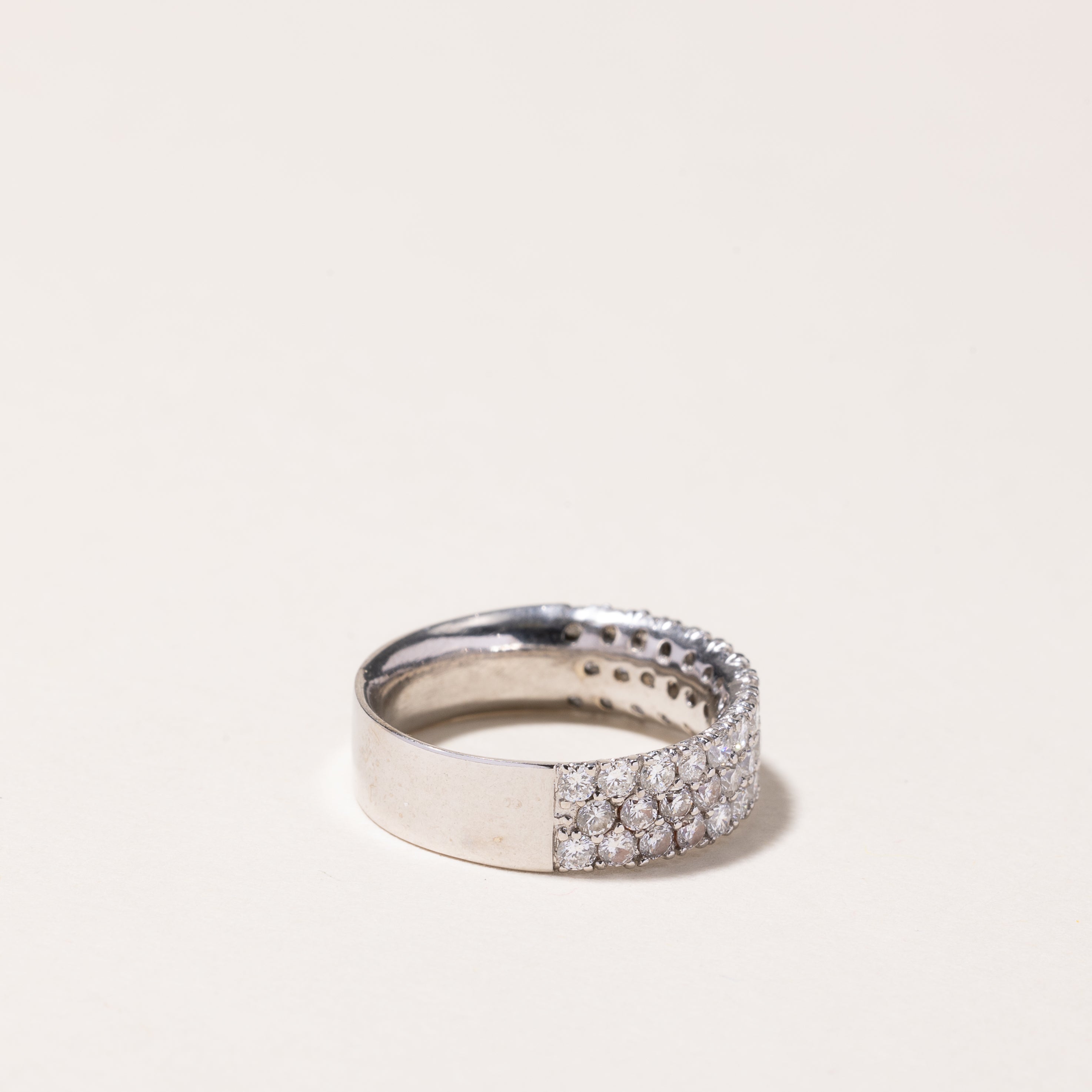 14k White Gold 3 Row Semi Eternity Diamond Band | 1.00ctw | SZ 4