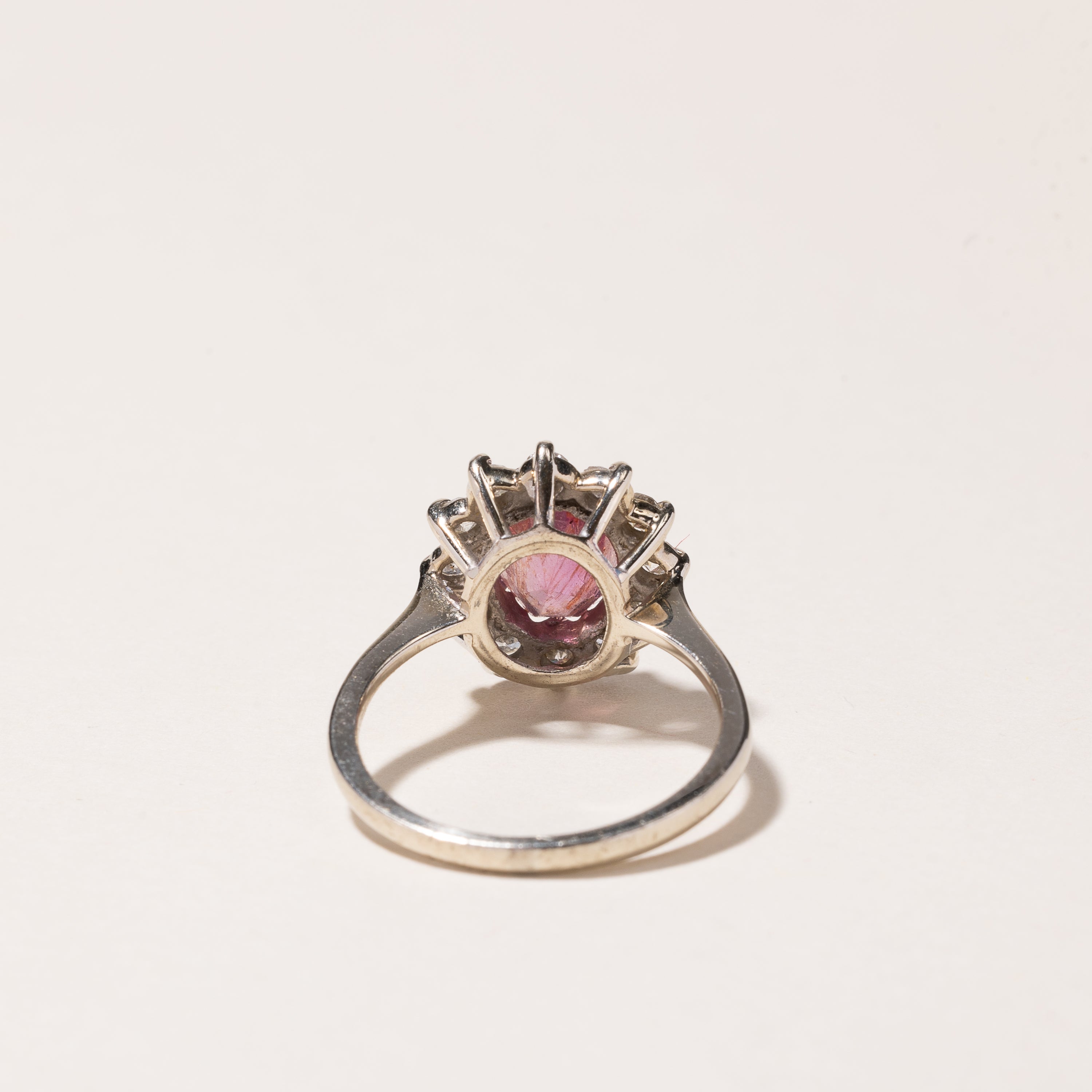 14k White Gold Pink Sapphire & Diamond Ring | 2.24ct, 0.45ctw | SZ 6.25