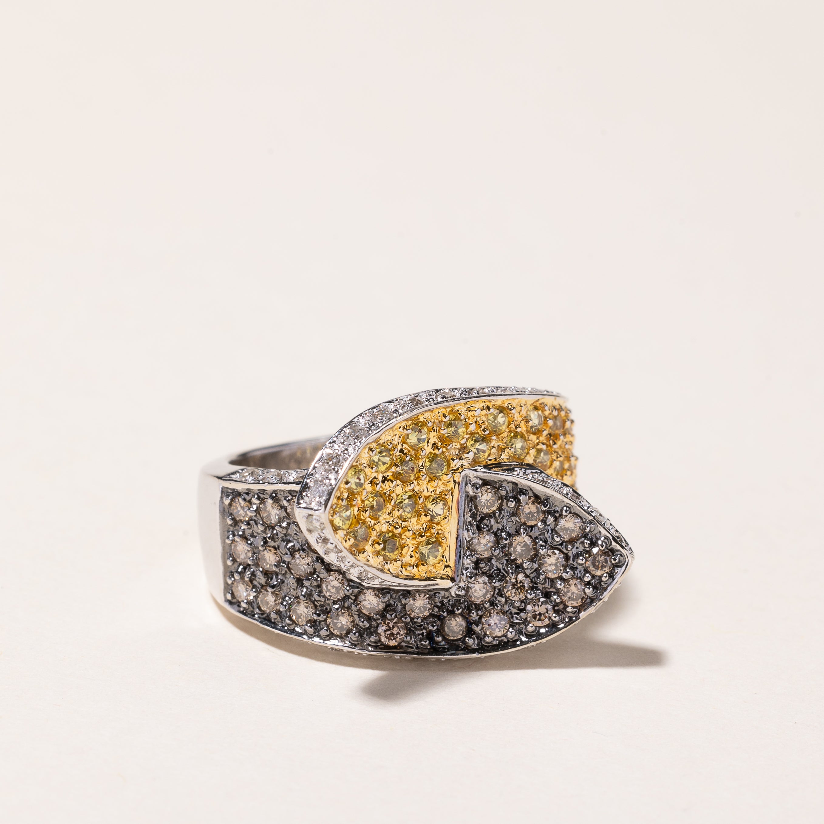 14k White Gold Yellow Sapphire & Diamond Ring | 0.43ctw, 0.70ctw | SZ 6
