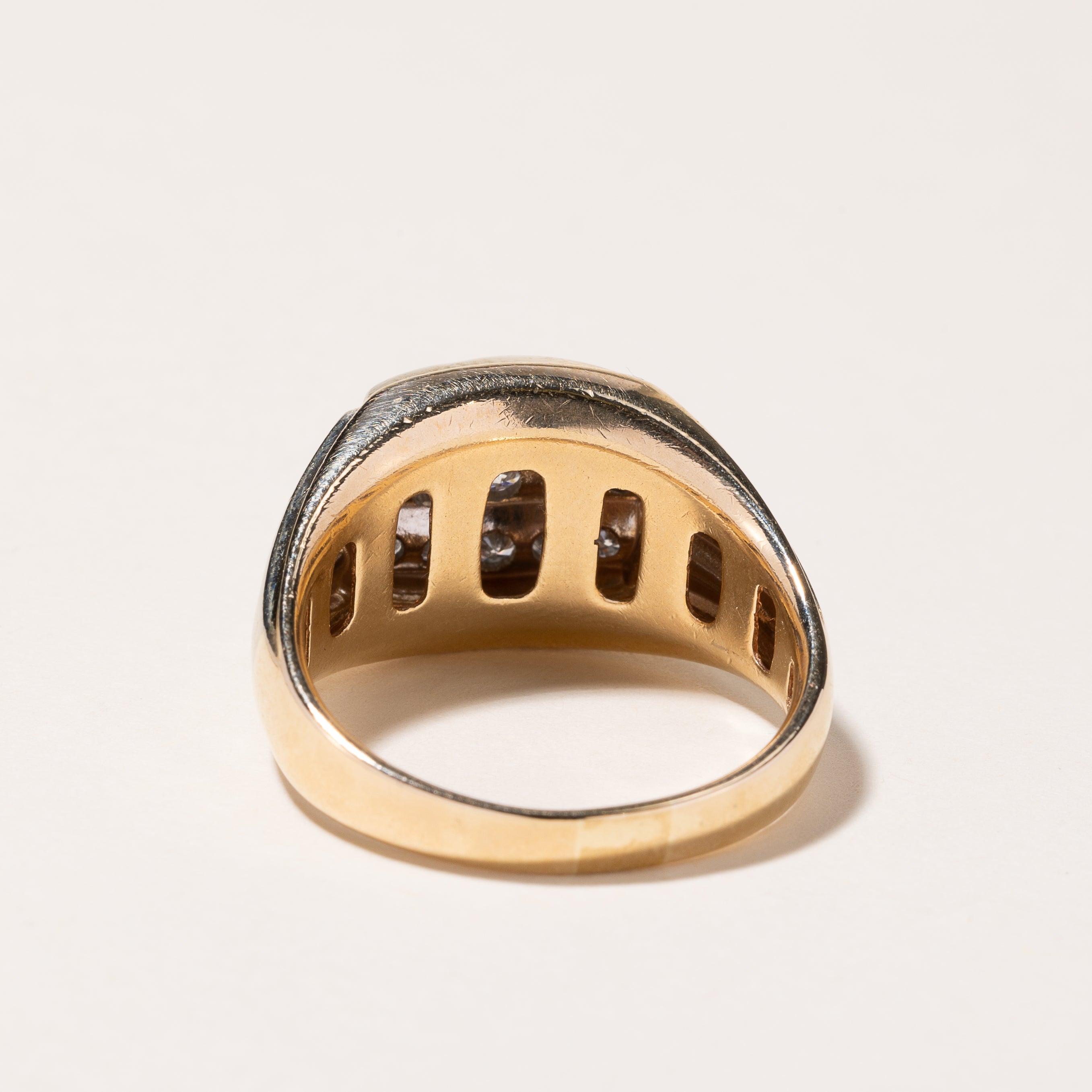 10k Two Tone Gold 5 Row Diamond Ring | 1.03ctw | SZ 12