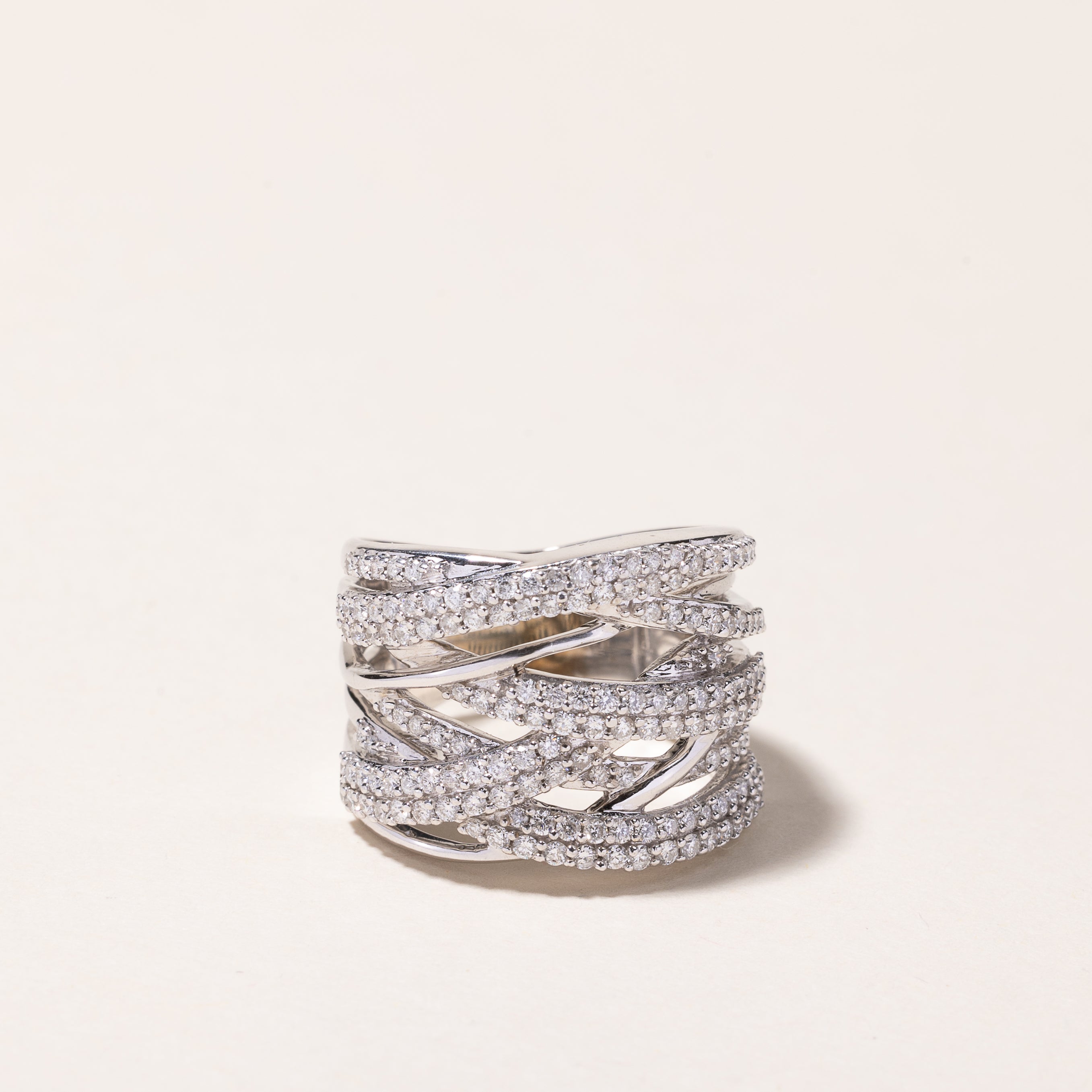 Bague en or blanc 10 carats et diamants | 1,27 ct | Taille 5,5 
