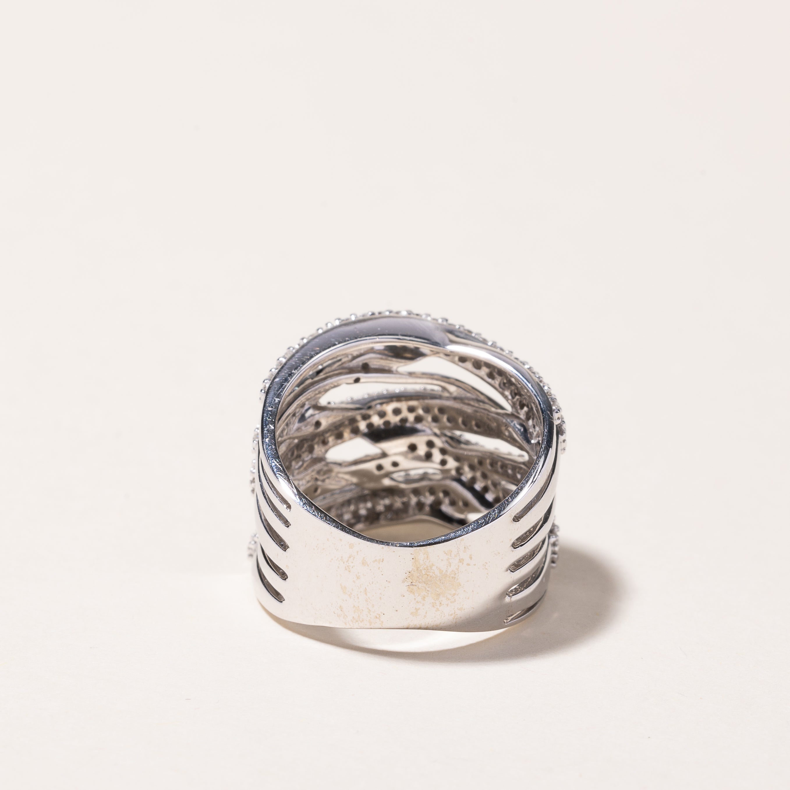 Bague en or blanc 10 carats et diamants | 1,27 ct | Taille 5,5 
